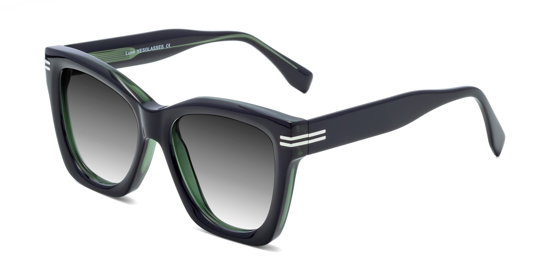 Angle of Lunn in Black-Green with Gray Gradient Lenses