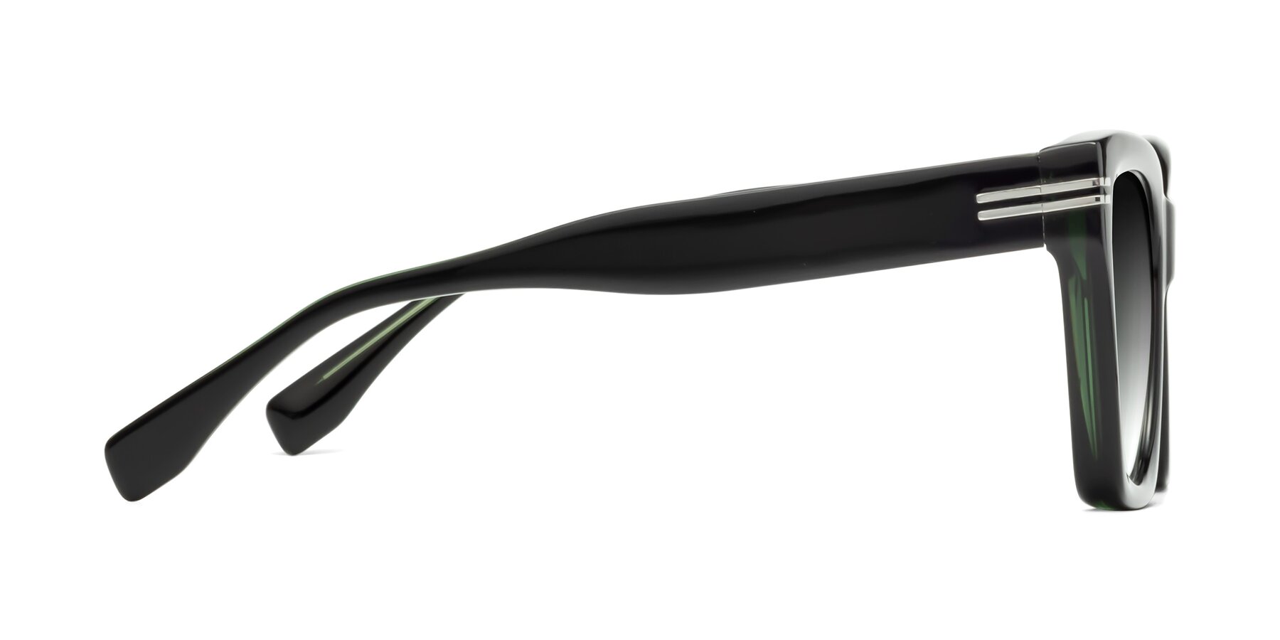 Side of Lunn in Black-Green with Gray Gradient Lenses