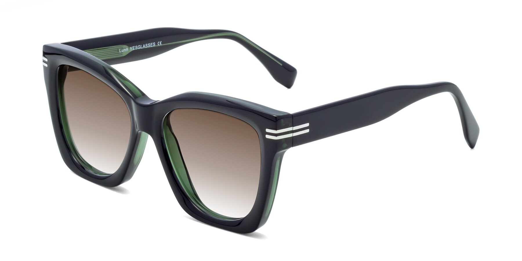 Angle of Lunn in Black-Green with Brown Gradient Lenses