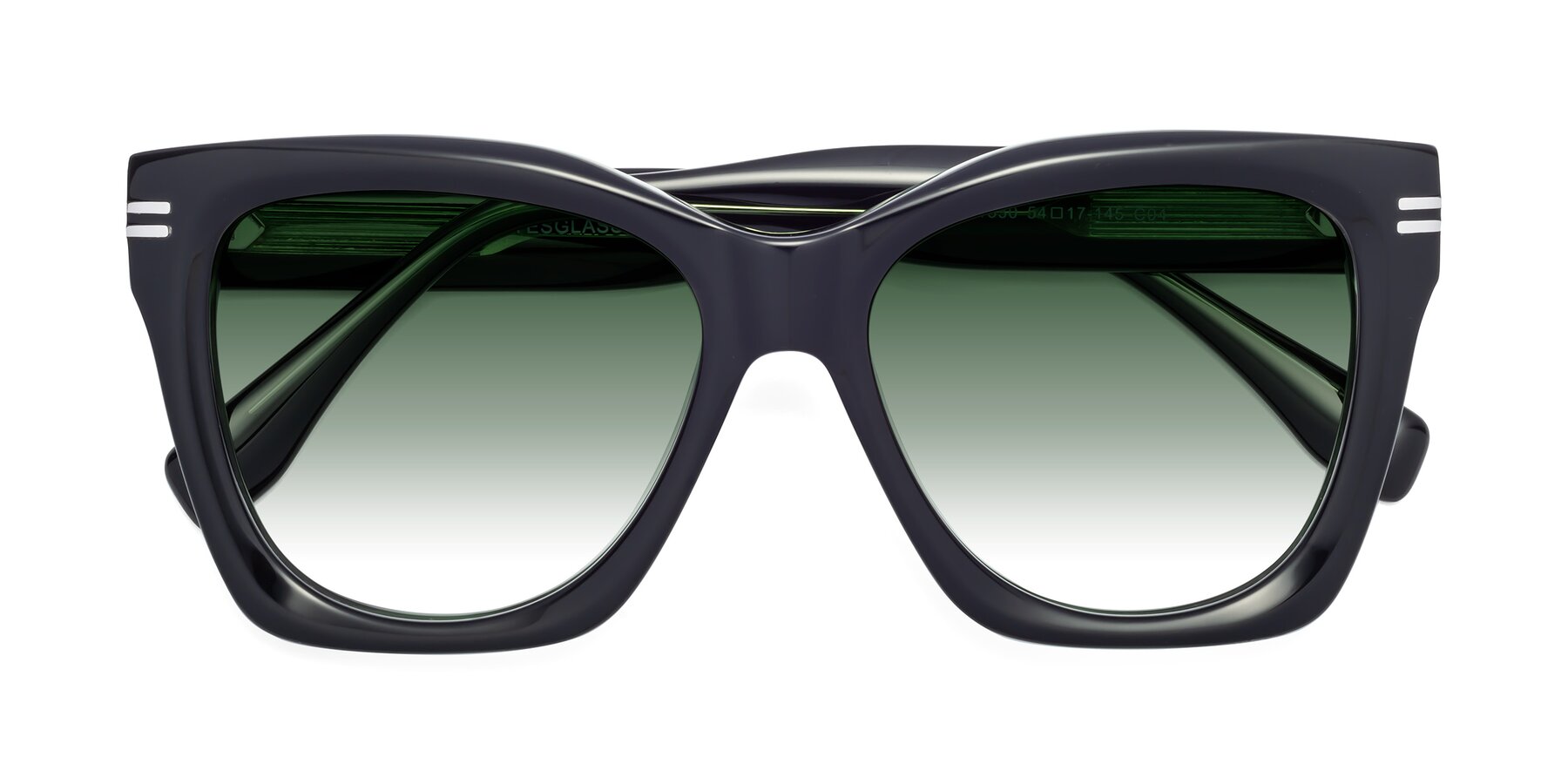 Folded Front of Lunn in Black-Green with Green Gradient Lenses