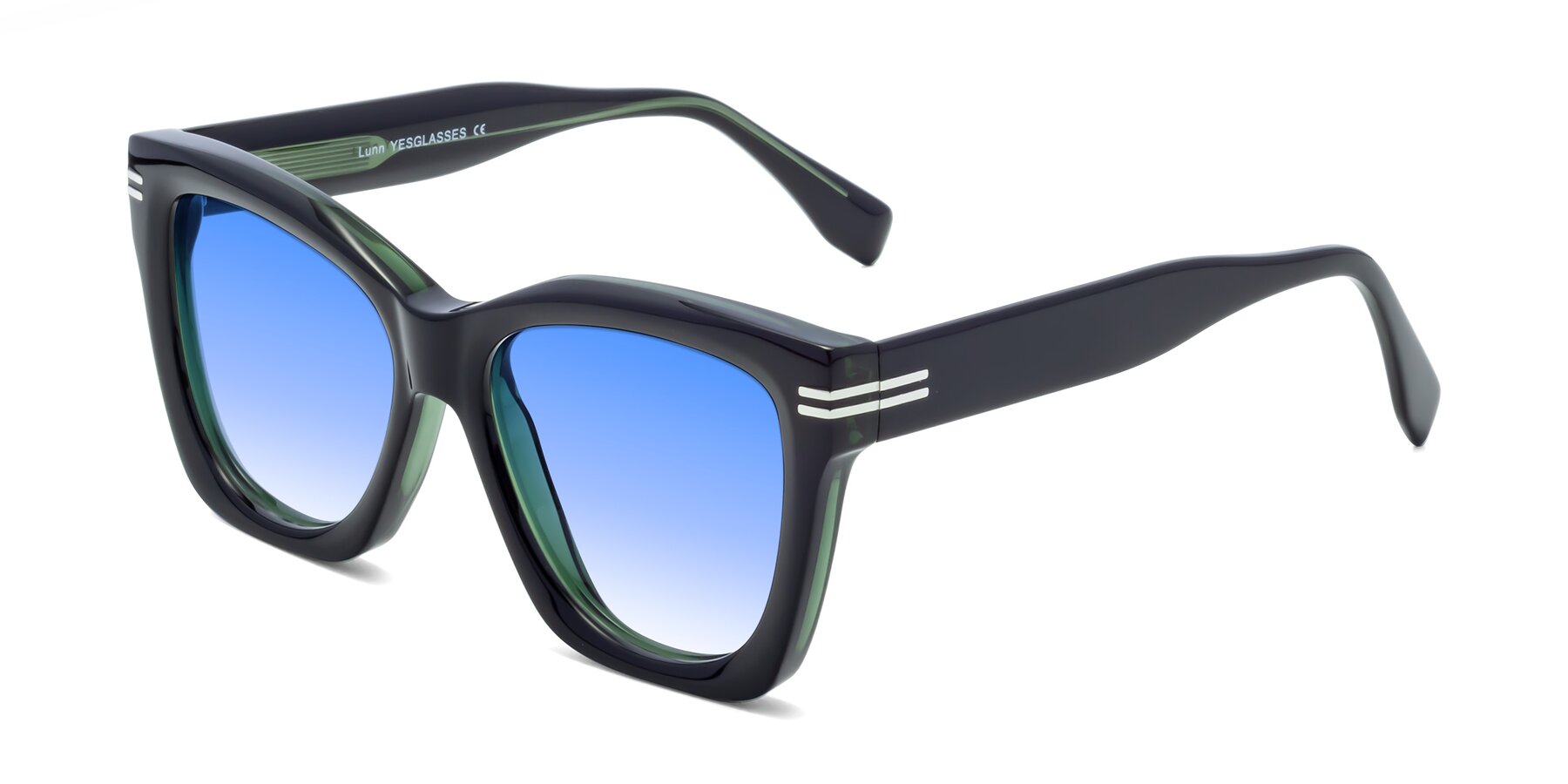 Angle of Lunn in Black-Green with Blue Gradient Lenses