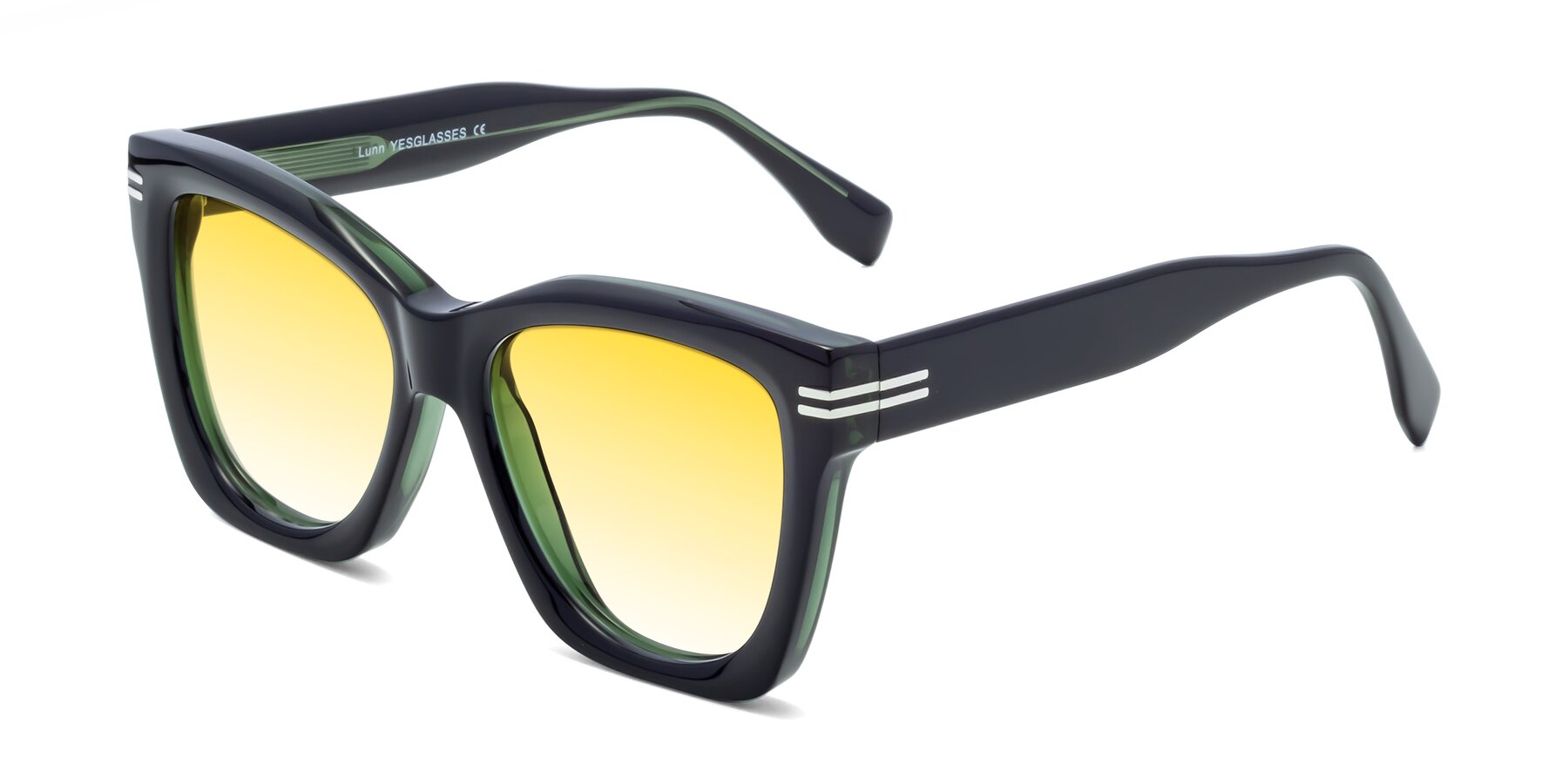 Angle of Lunn in Black-Green with Yellow Gradient Lenses