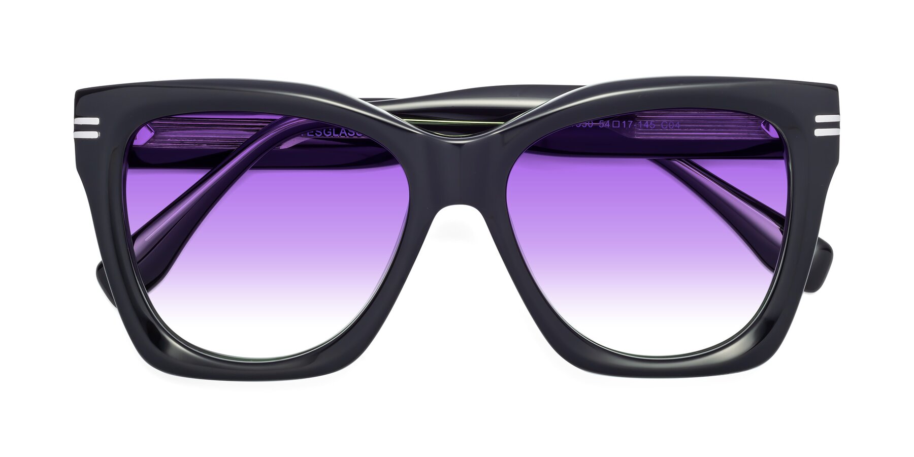 Folded Front of Lunn in Black-Green with Purple Gradient Lenses