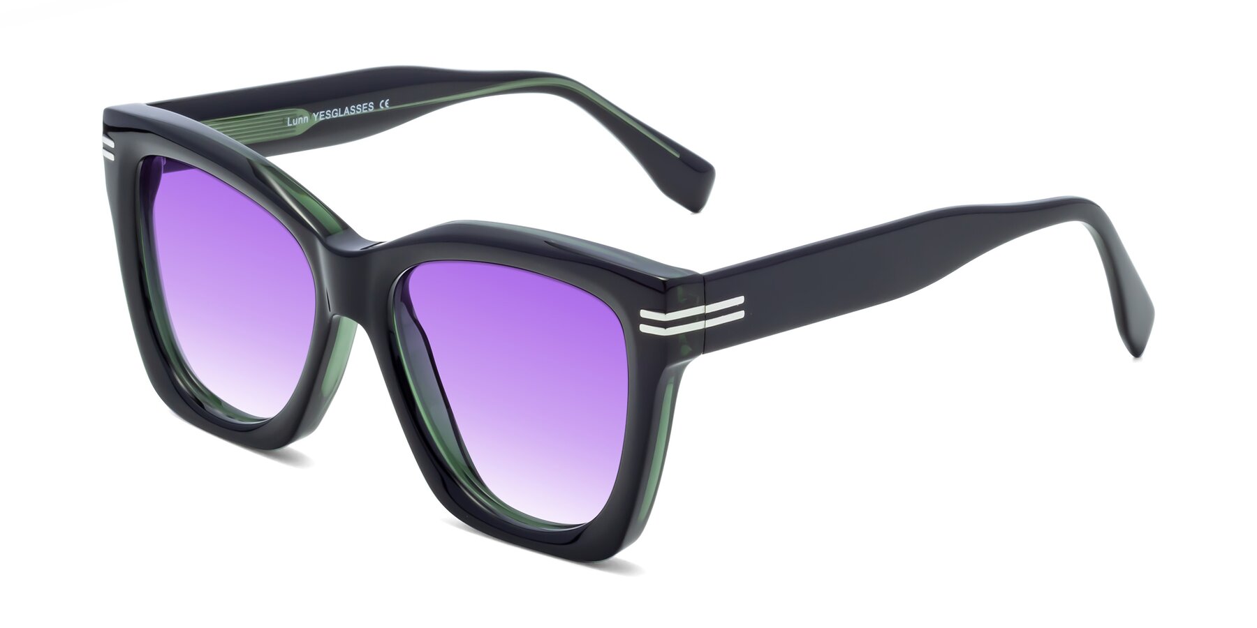 Angle of Lunn in Black-Green with Purple Gradient Lenses