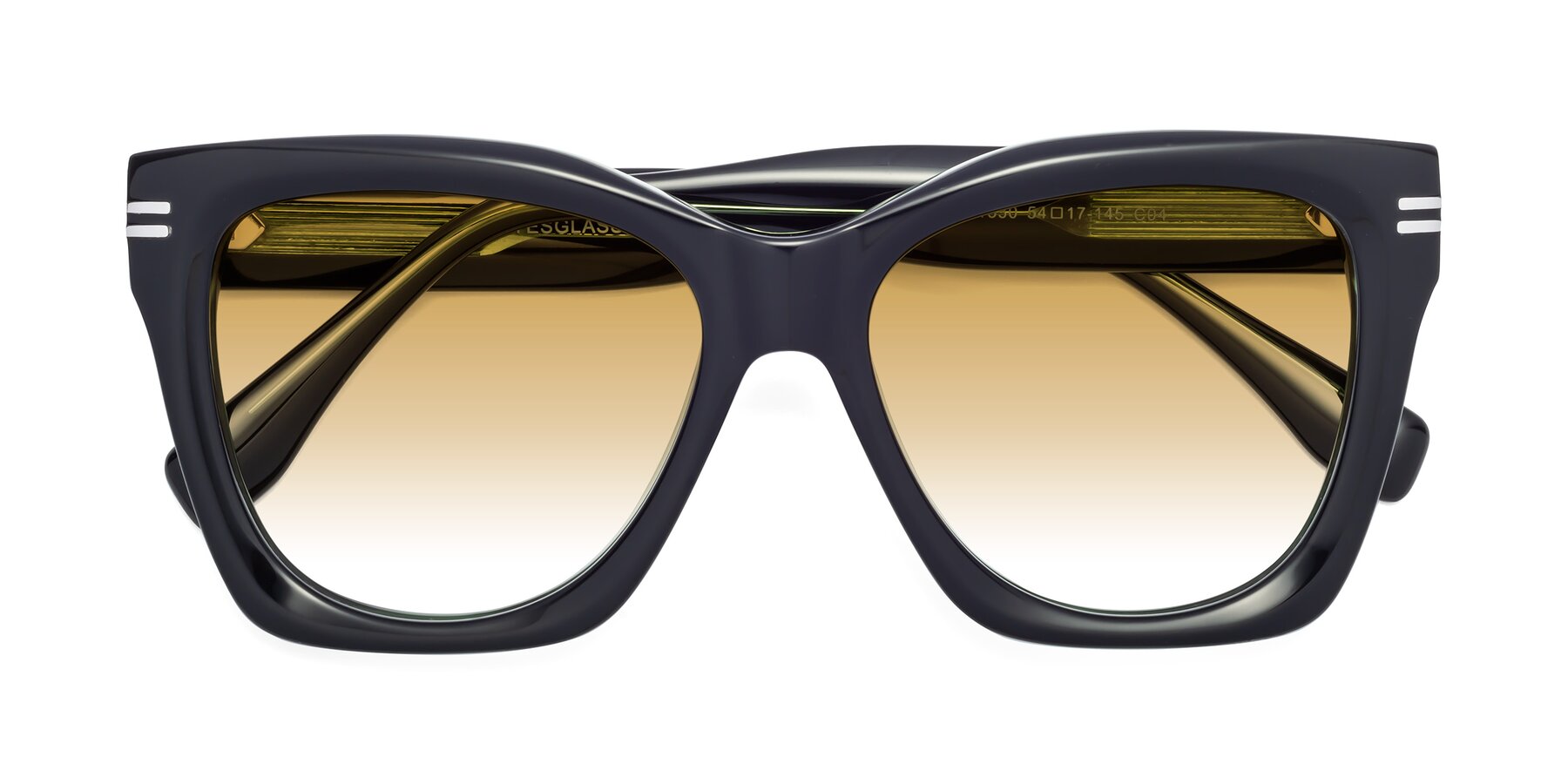 Folded Front of Lunn in Black-Green with Champagne Gradient Lenses
