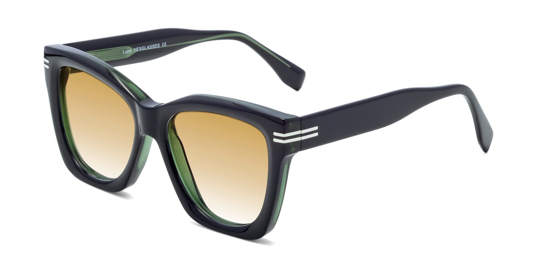 Angle of Lunn in Black-Green with Champagne Gradient Lenses