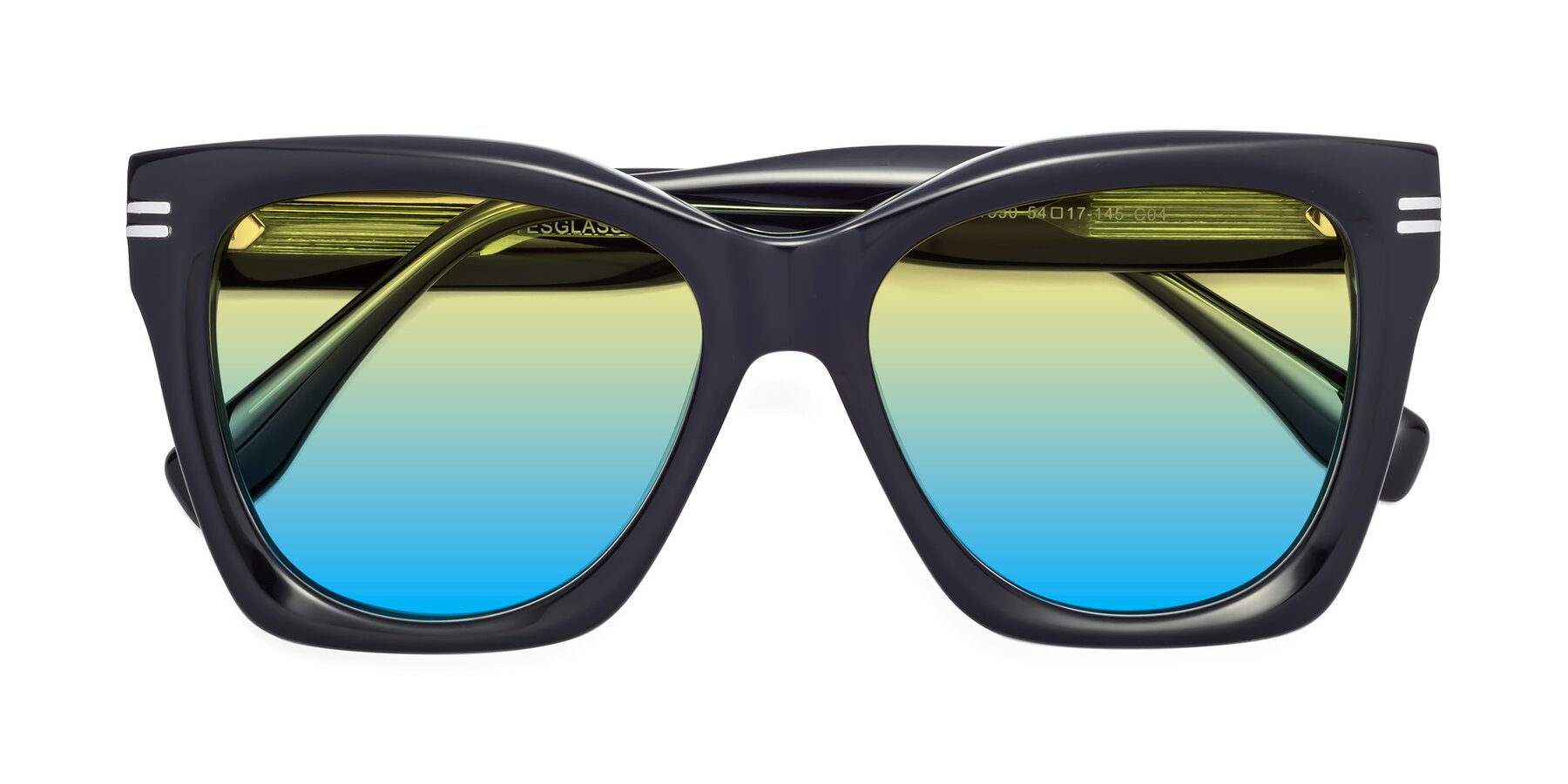 Folded Front of Lunn in Black-Green with Yellow / Blue Gradient Lenses