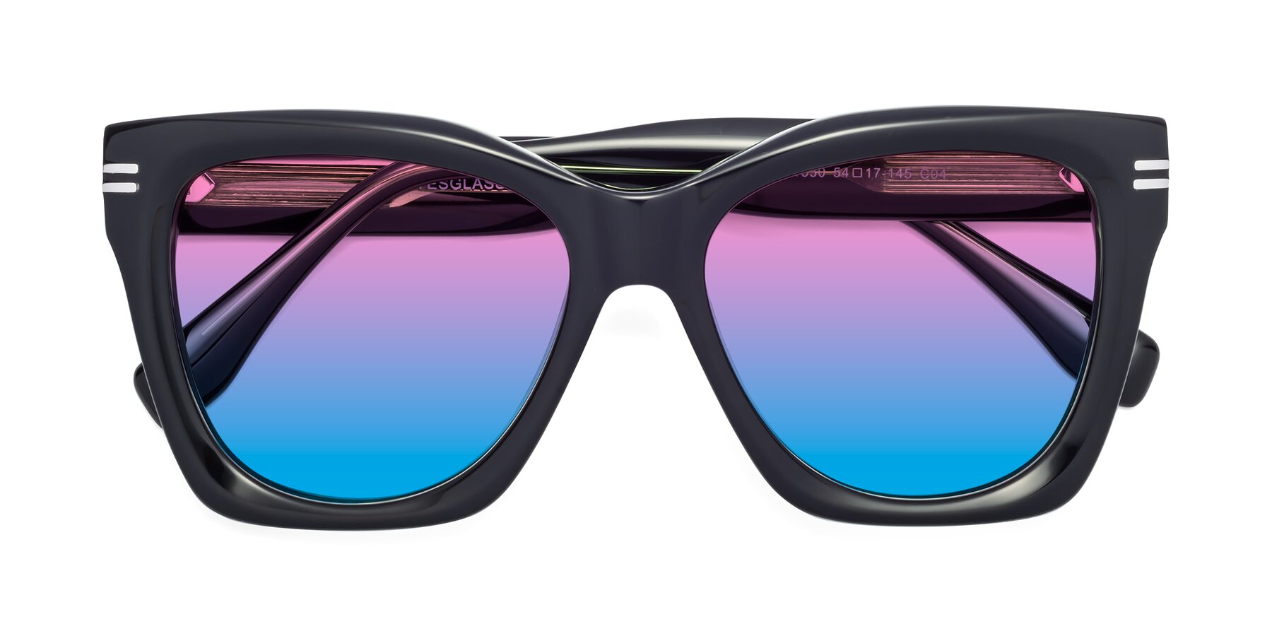 Folded Front of Lunn in Black-Green with Pink / Blue Gradient Lenses