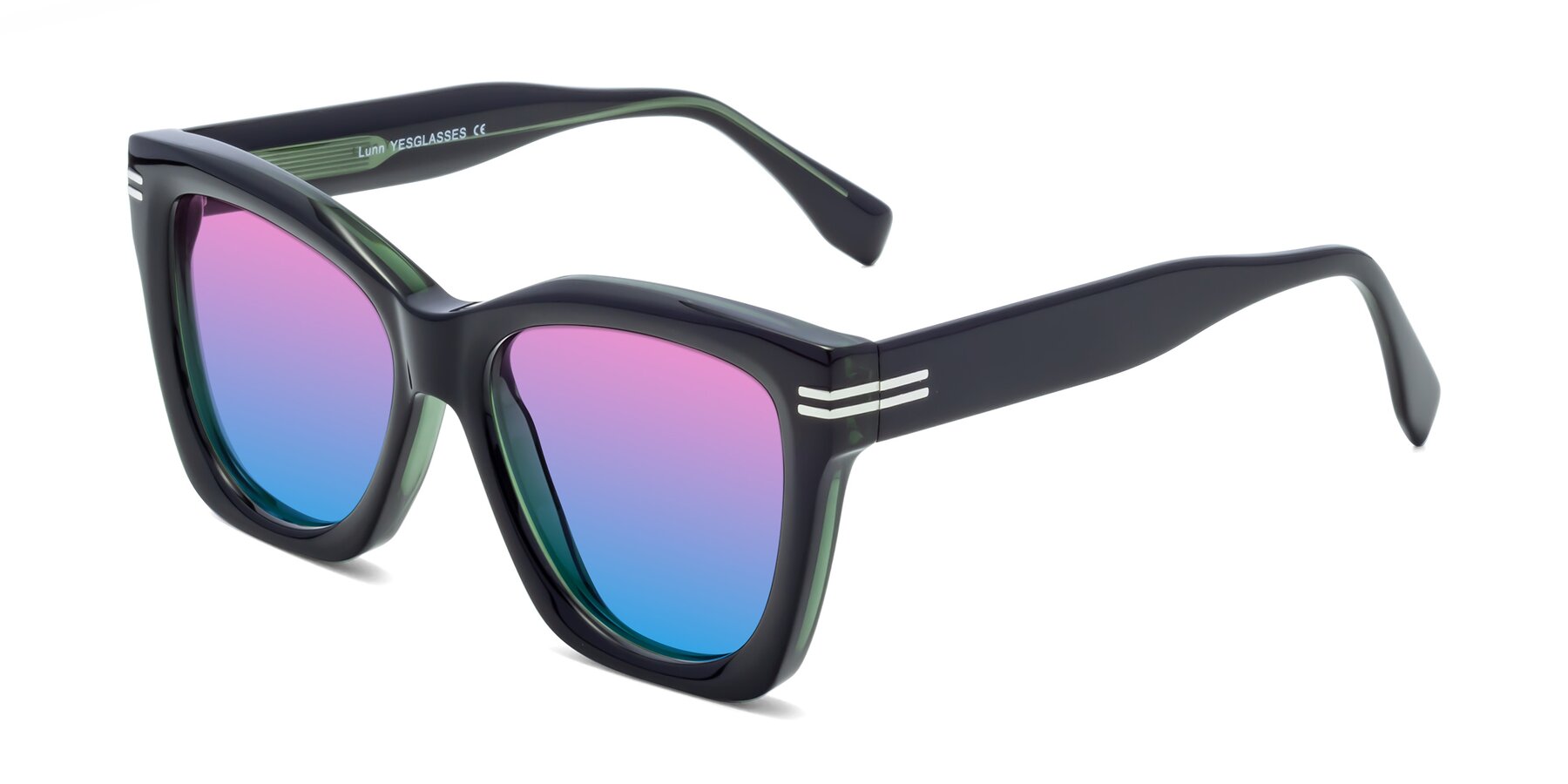 Angle of Lunn in Black-Green with Pink / Blue Gradient Lenses