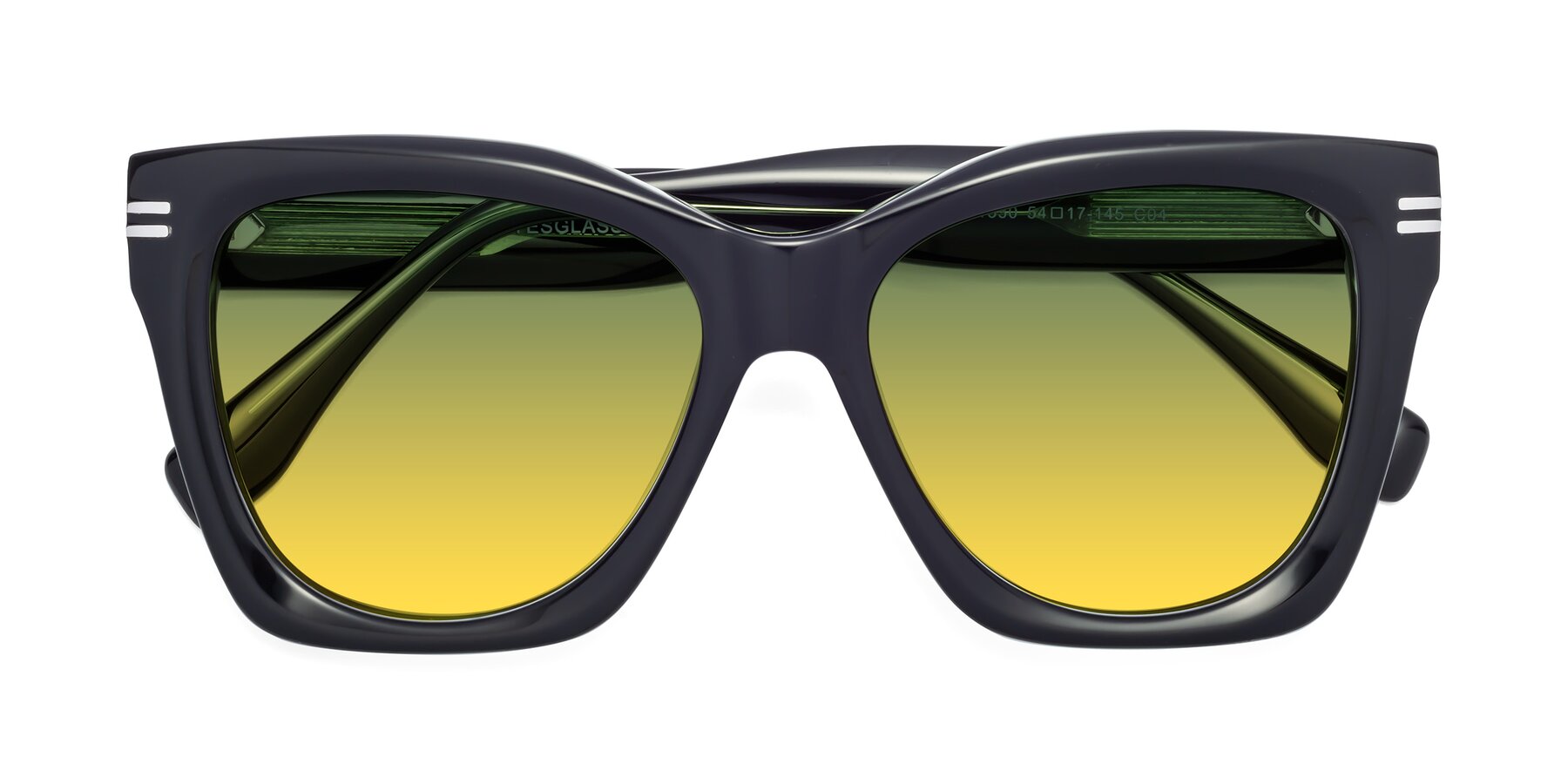 Folded Front of Lunn in Black-Green with Green / Yellow Gradient Lenses