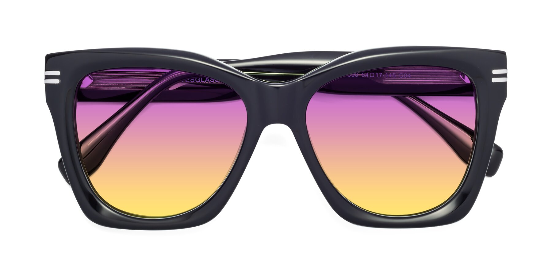 Folded Front of Lunn in Black-Green with Purple / Yellow Gradient Lenses