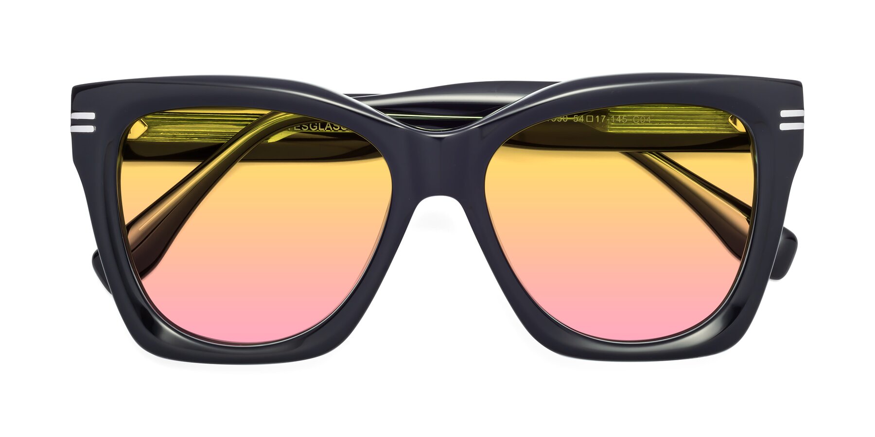 Folded Front of Lunn in Black-Green with Yellow / Pink Gradient Lenses