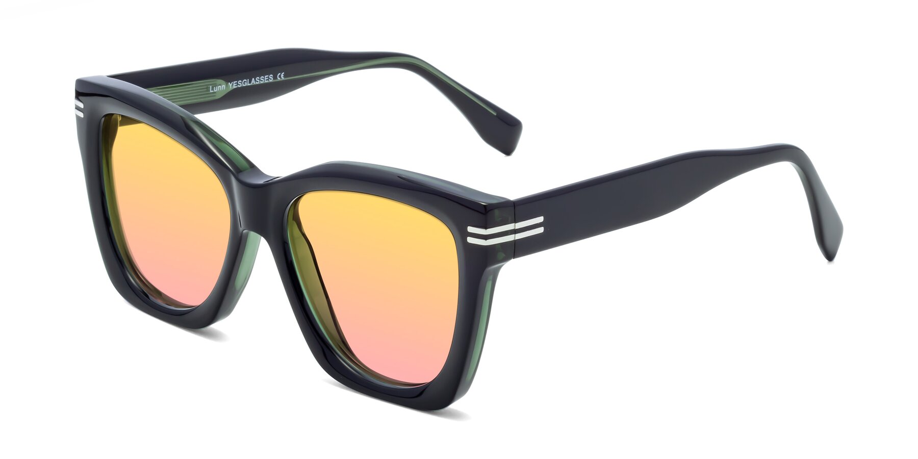 Angle of Lunn in Black-Green with Yellow / Pink Gradient Lenses