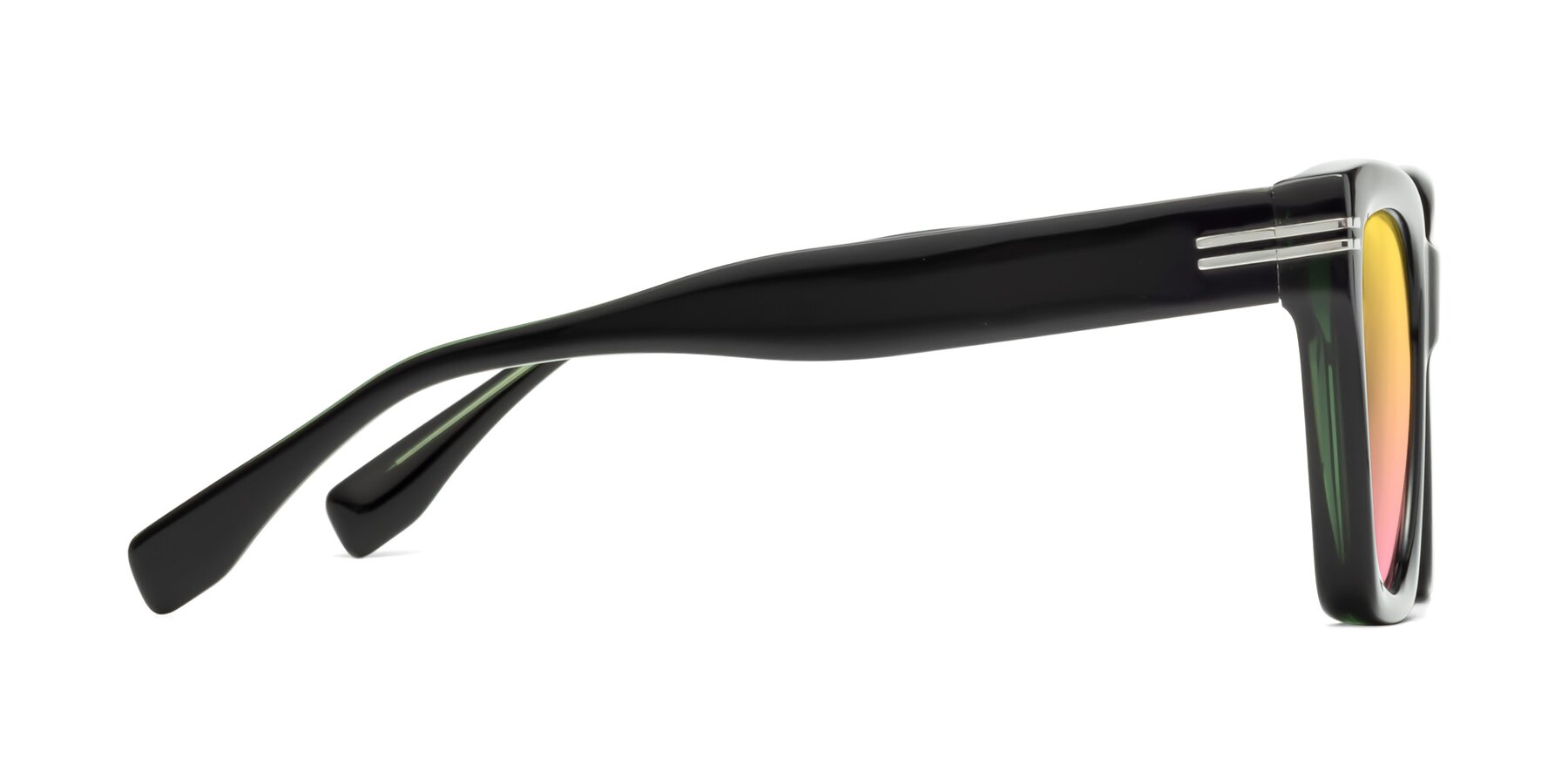 Side of Lunn in Black-Green with Yellow / Pink Gradient Lenses