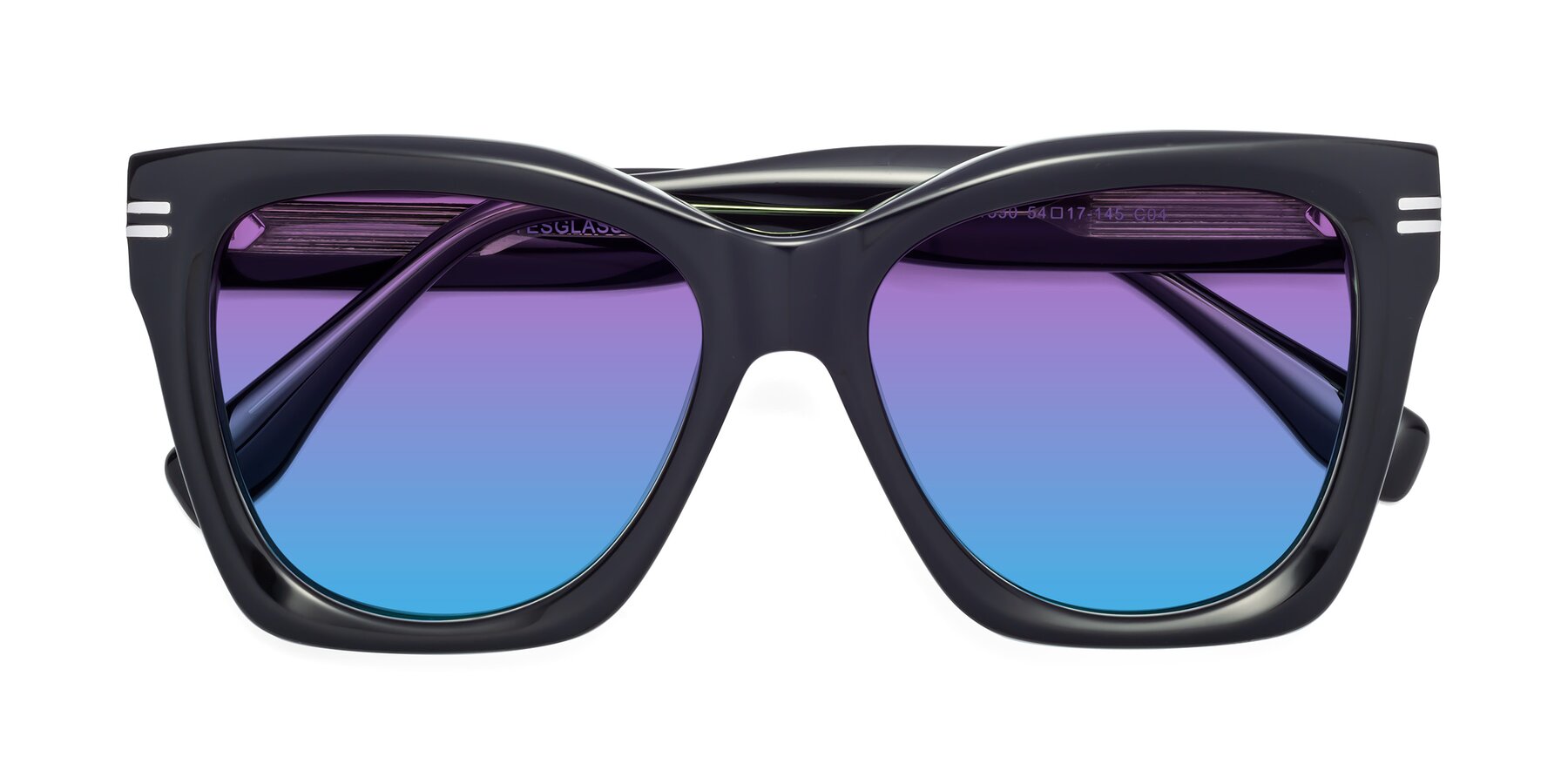 Folded Front of Lunn in Black-Green with Purple / Blue Gradient Lenses