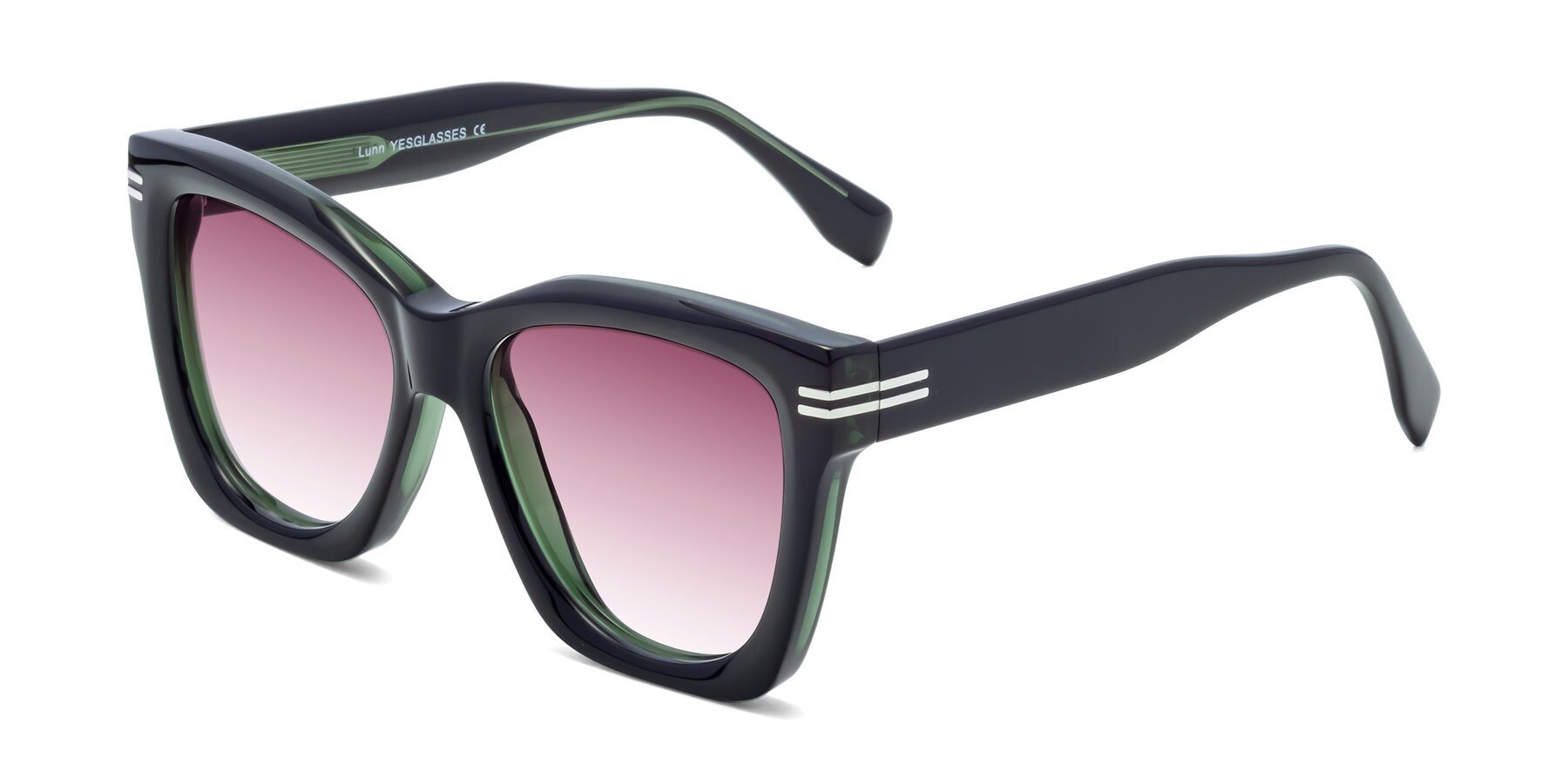 Angle of Lunn in Black-Green with Wine Gradient Lenses