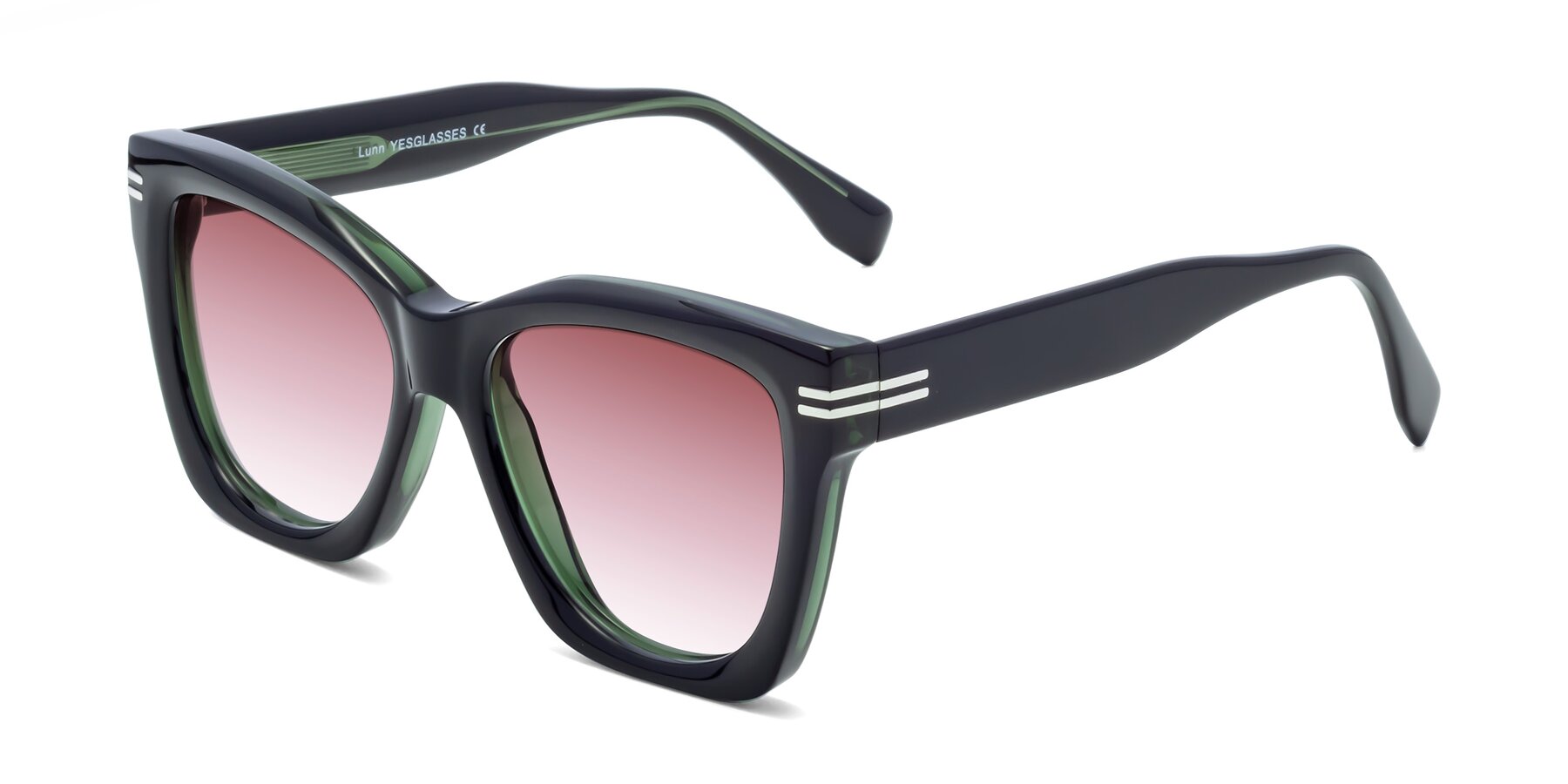 Angle of Lunn in Black-Green with Garnet Gradient Lenses