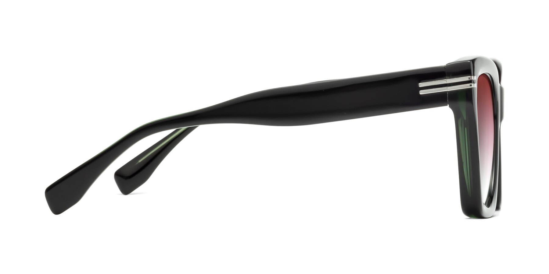 Side of Lunn in Black-Green with Garnet Gradient Lenses