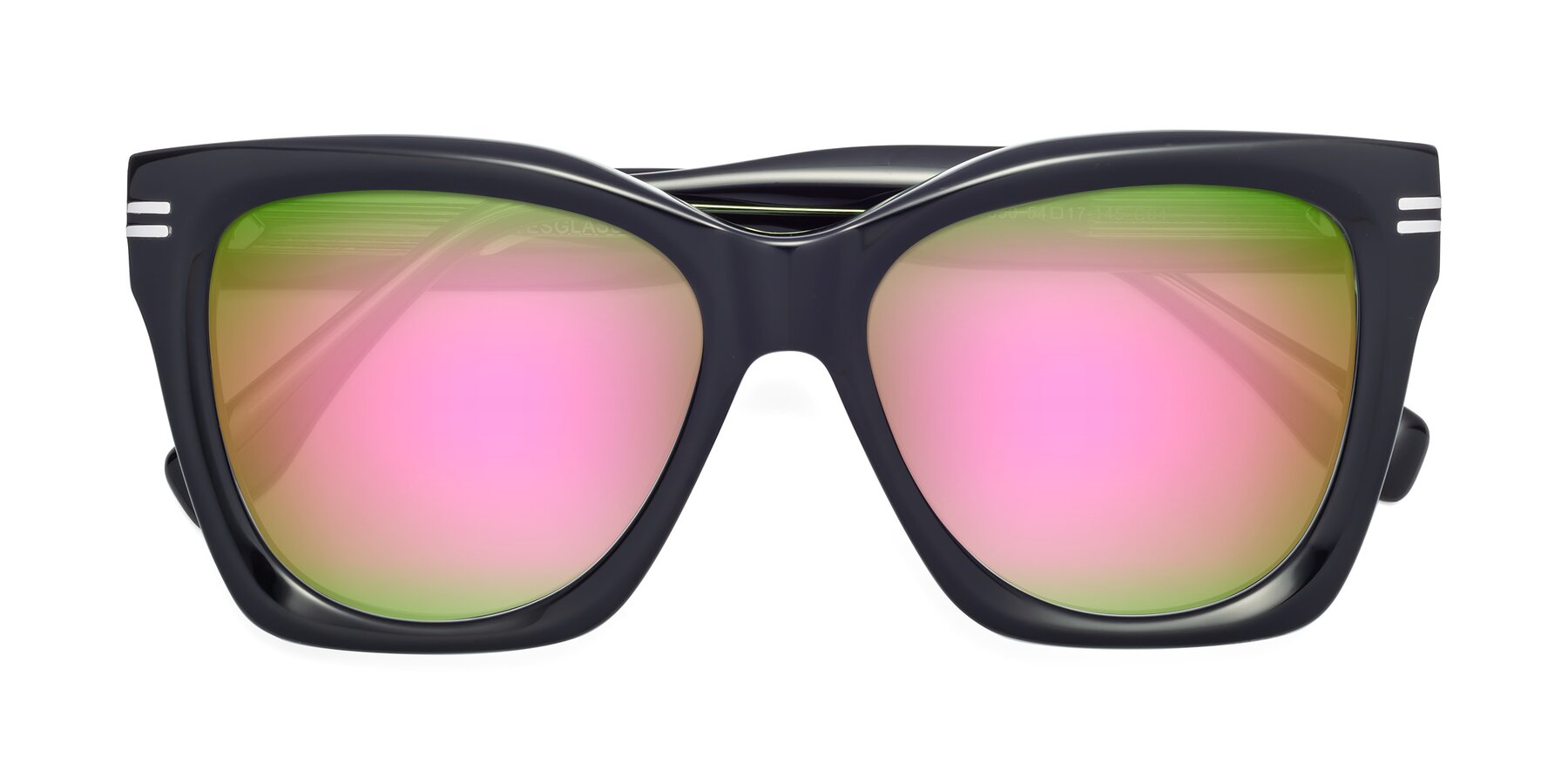 Folded Front of Lunn in Black-Green with Pink Mirrored Lenses