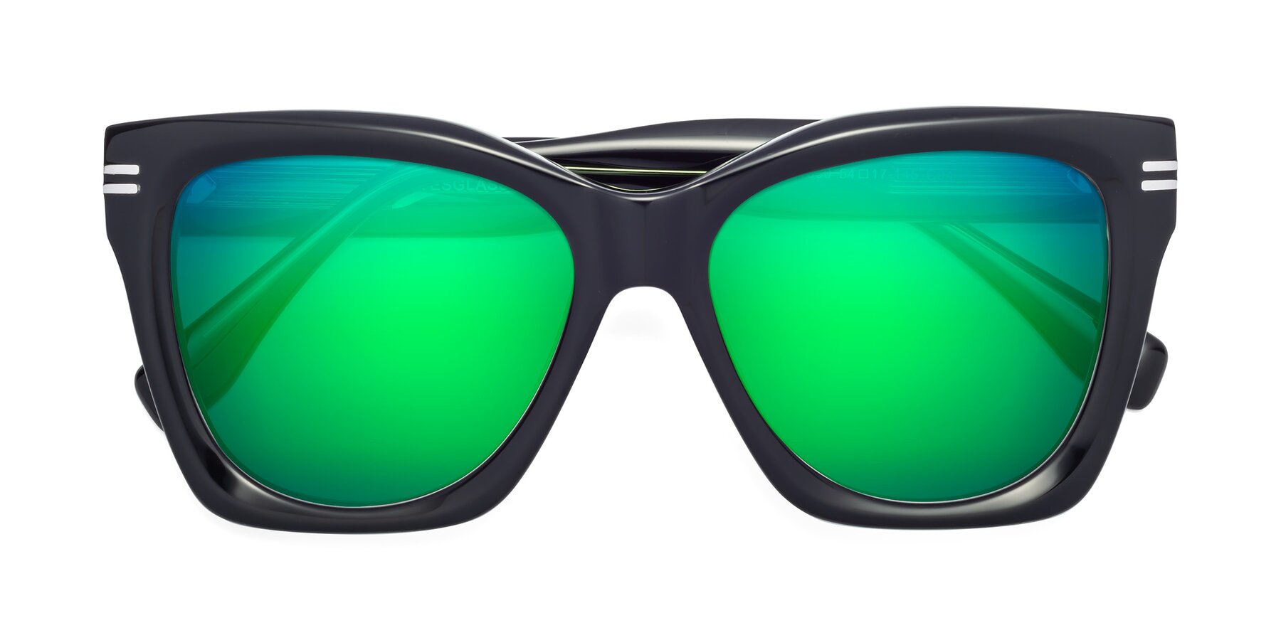 Folded Front of Lunn in Black-Green with Green Mirrored Lenses