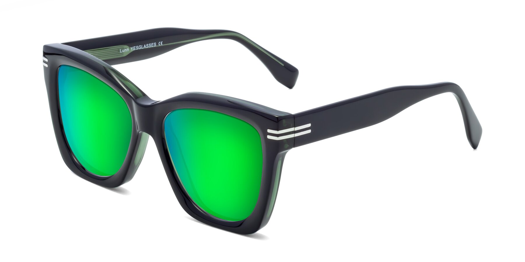 Angle of Lunn in Black-Green with Green Mirrored Lenses