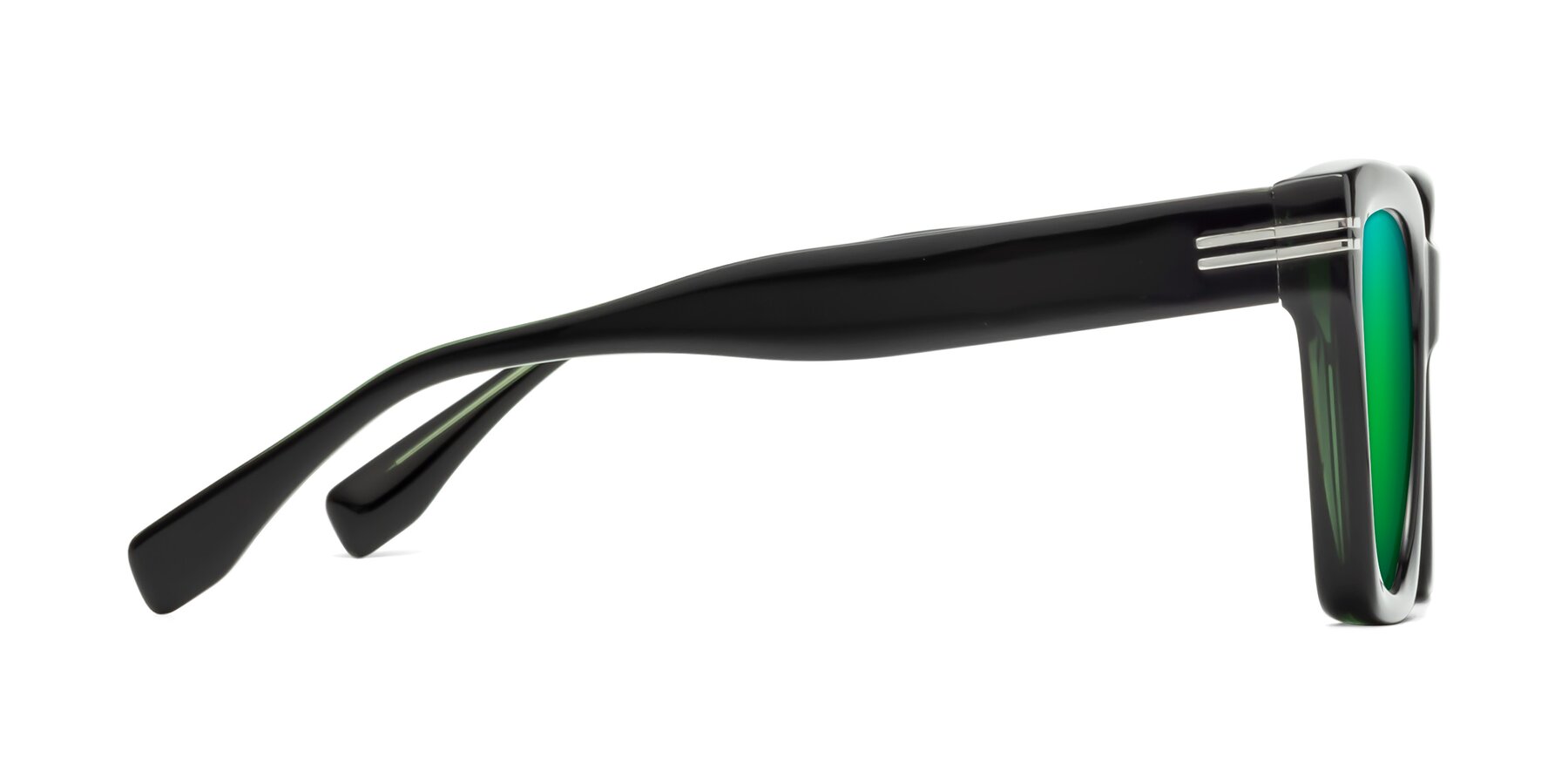 Side of Lunn in Black-Green with Green Mirrored Lenses