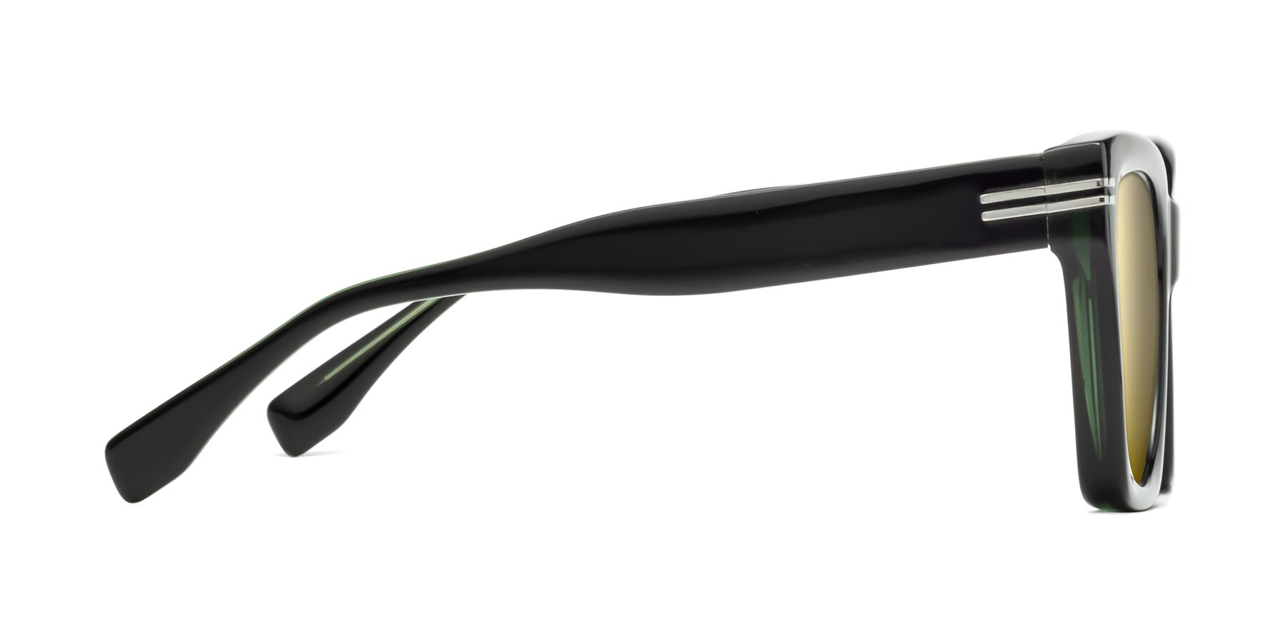 Side of Lunn in Black-Green with Gold Mirrored Lenses