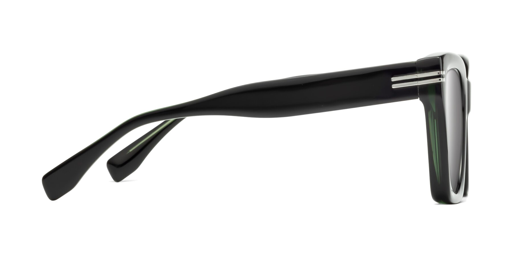 Side of Lunn in Black-Green with Silver Mirrored Lenses