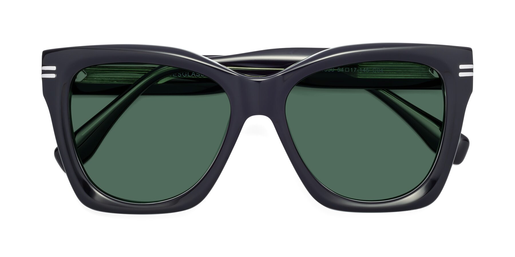 Folded Front of Lunn in Black-Green with Green Polarized Lenses