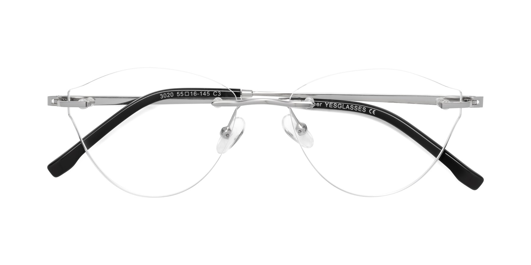 Folded Front of Heather in Silver with Clear Reading Eyeglass Lenses