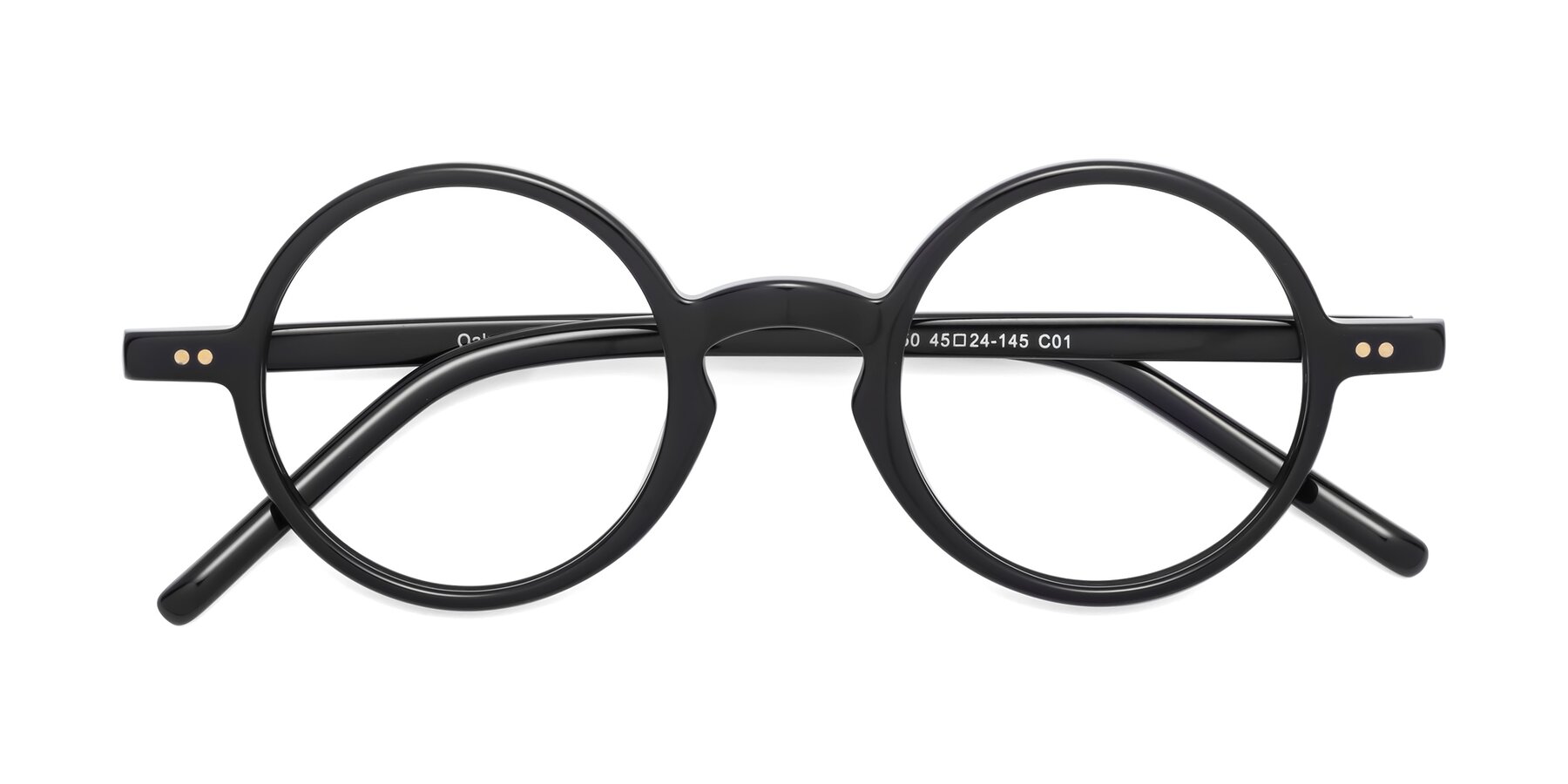 Folded Front of Oakes in Black with Clear Eyeglass Lenses