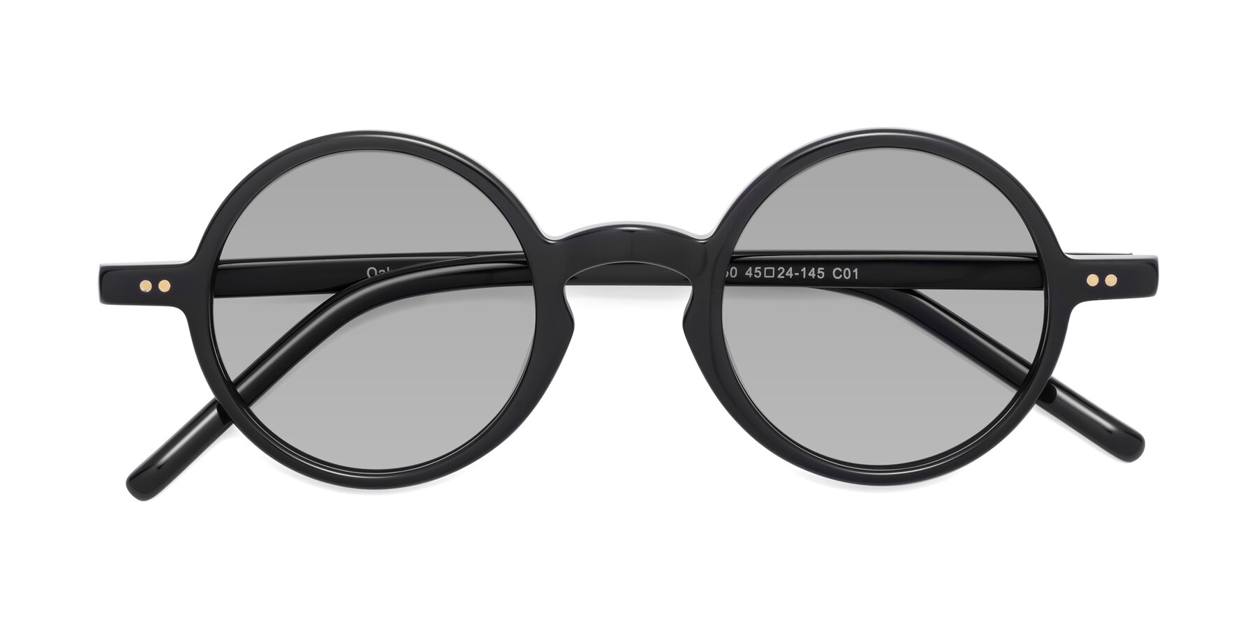 Folded Front of Oakes in Black with Light Gray Tinted Lenses