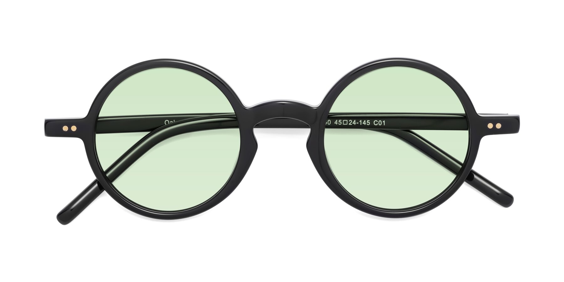 Folded Front of Oakes in Black with Light Green Tinted Lenses