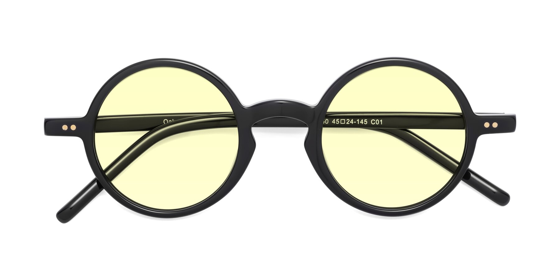 Folded Front of Oakes in Black with Light Yellow Tinted Lenses