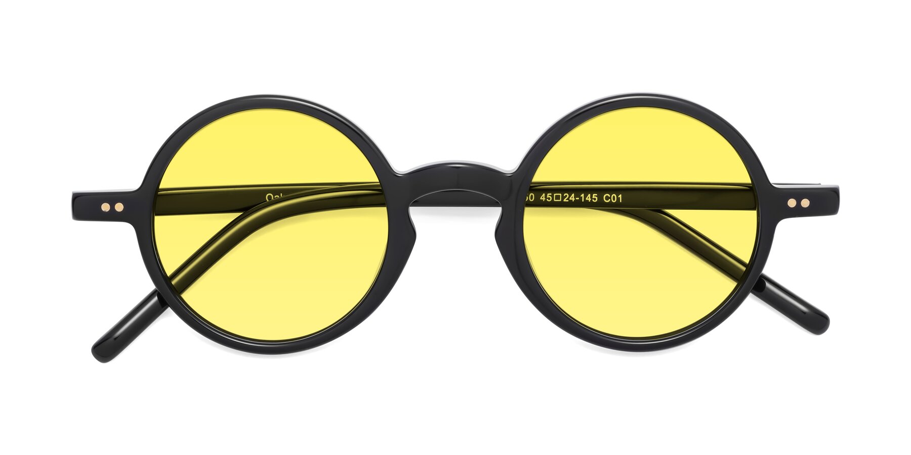 Folded Front of Oakes in Black with Medium Yellow Tinted Lenses