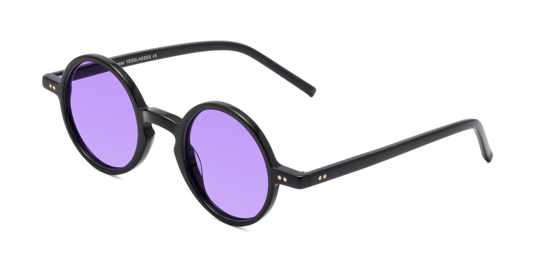 Angle of Oakes in Black with Medium Purple Tinted Lenses