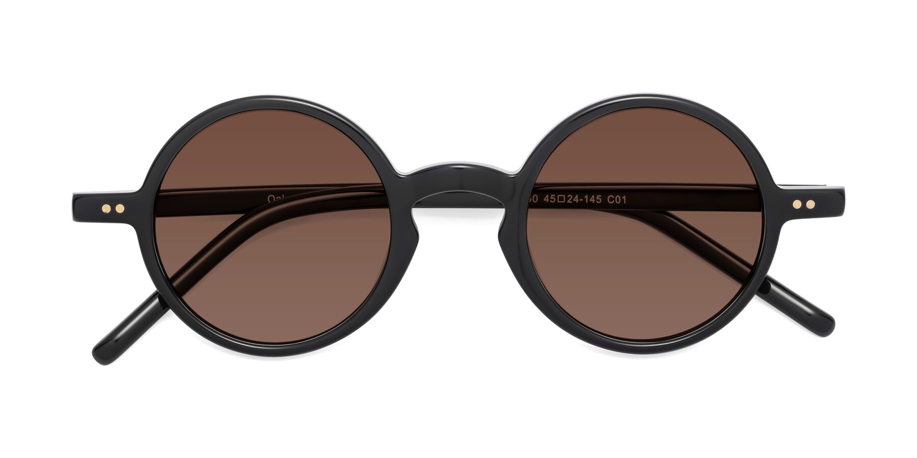 Folded Front of Oakes in Black with Brown Tinted Lenses