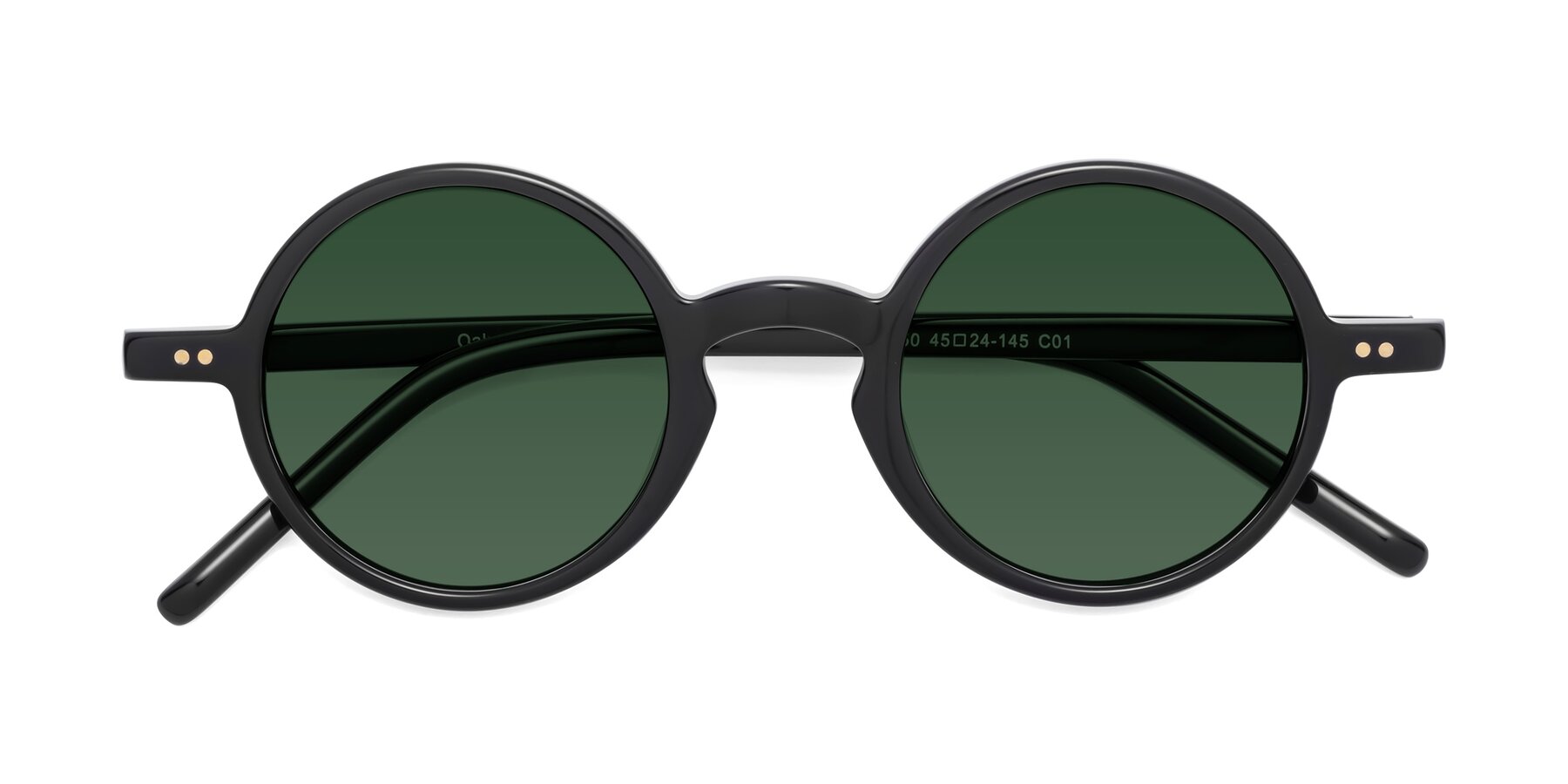 Folded Front of Oakes in Black with Green Tinted Lenses