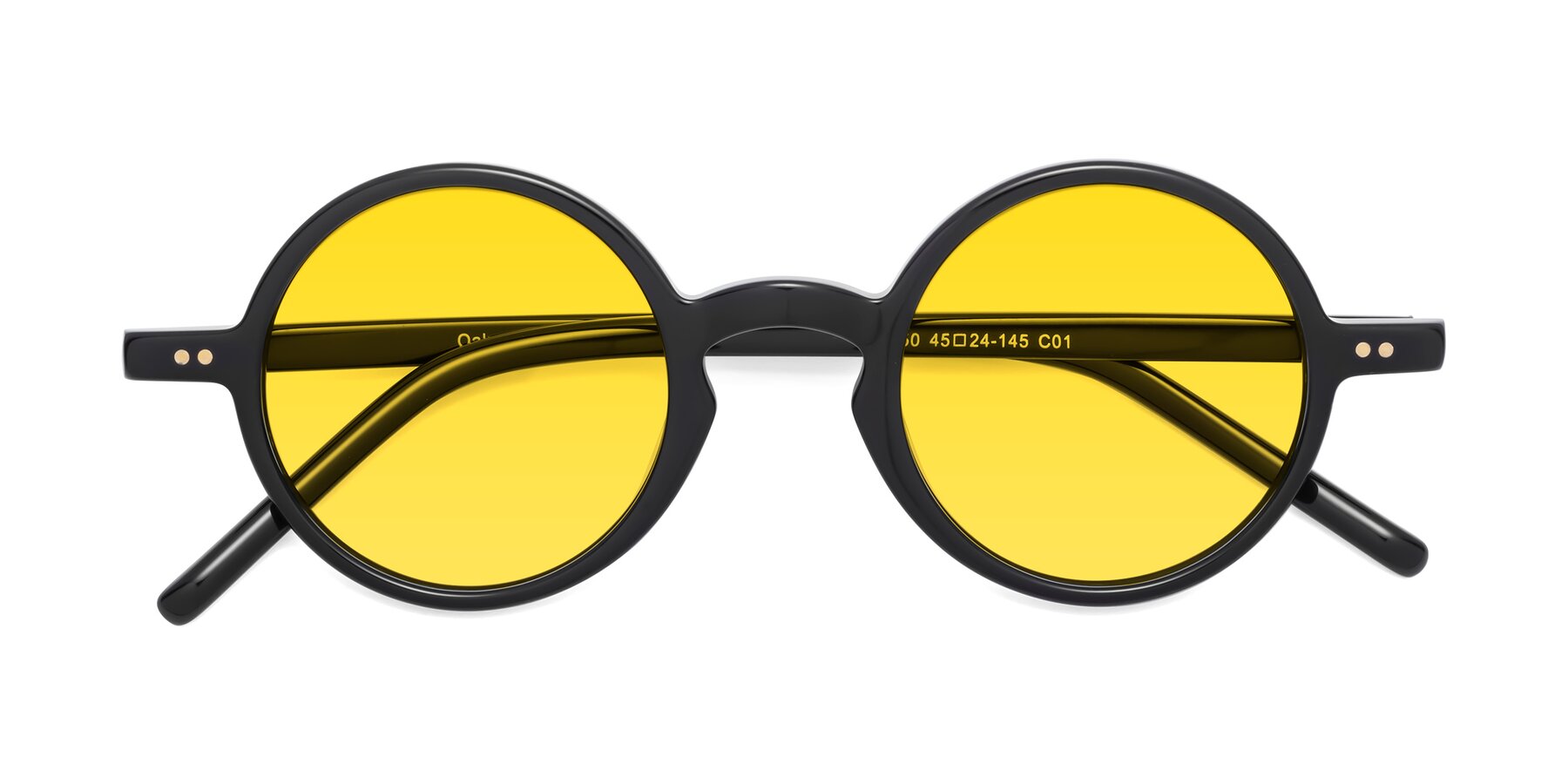 Folded Front of Oakes in Black with Yellow Tinted Lenses