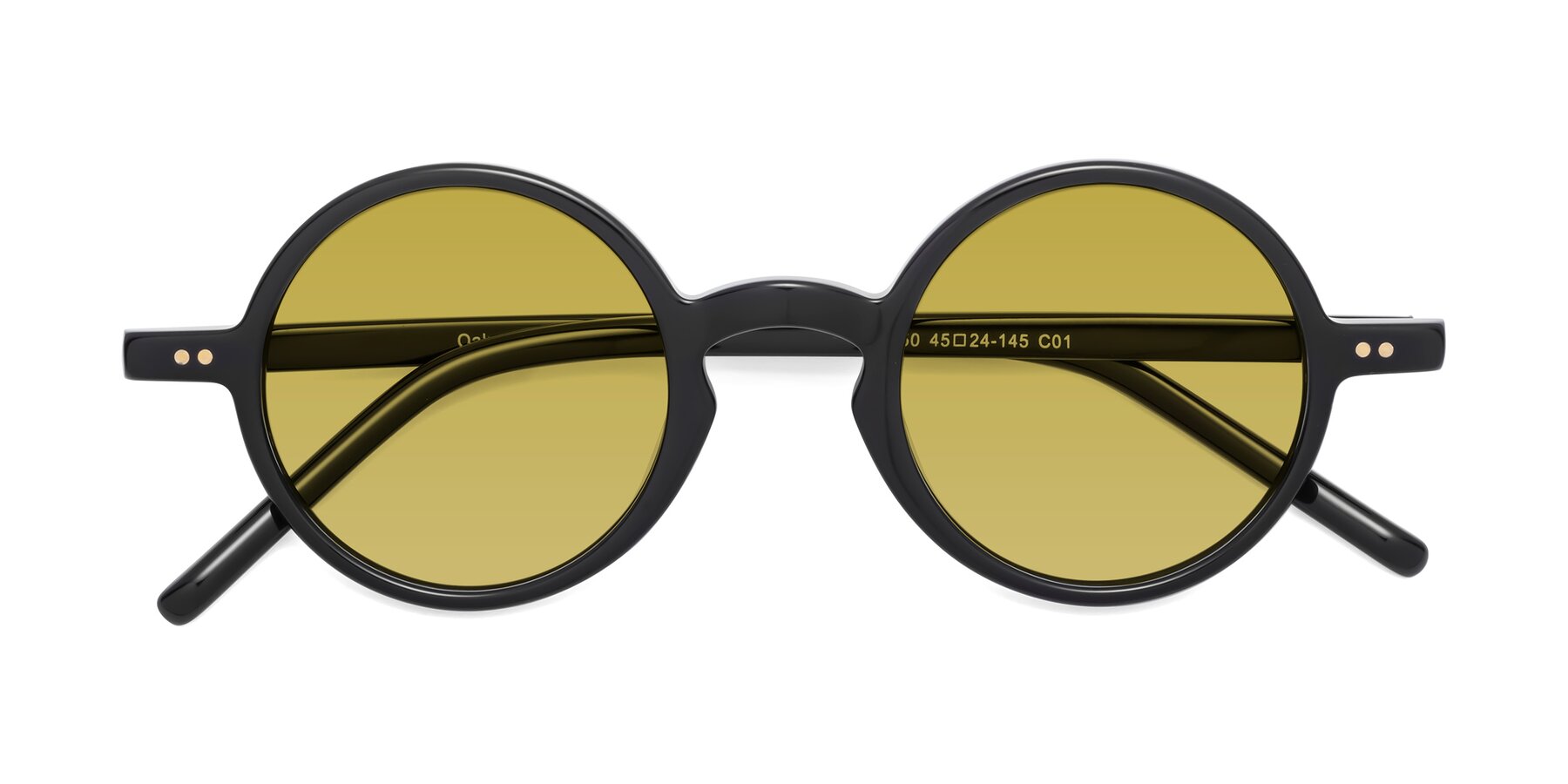 Folded Front of Oakes in Black with Champagne Tinted Lenses