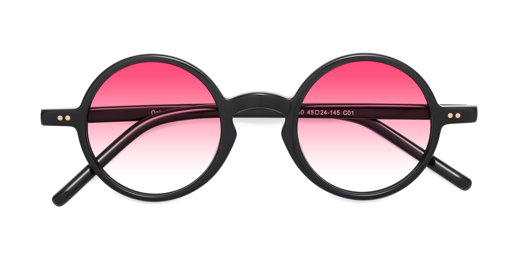 Folded Front of Oakes in Black with Pink Gradient Lenses