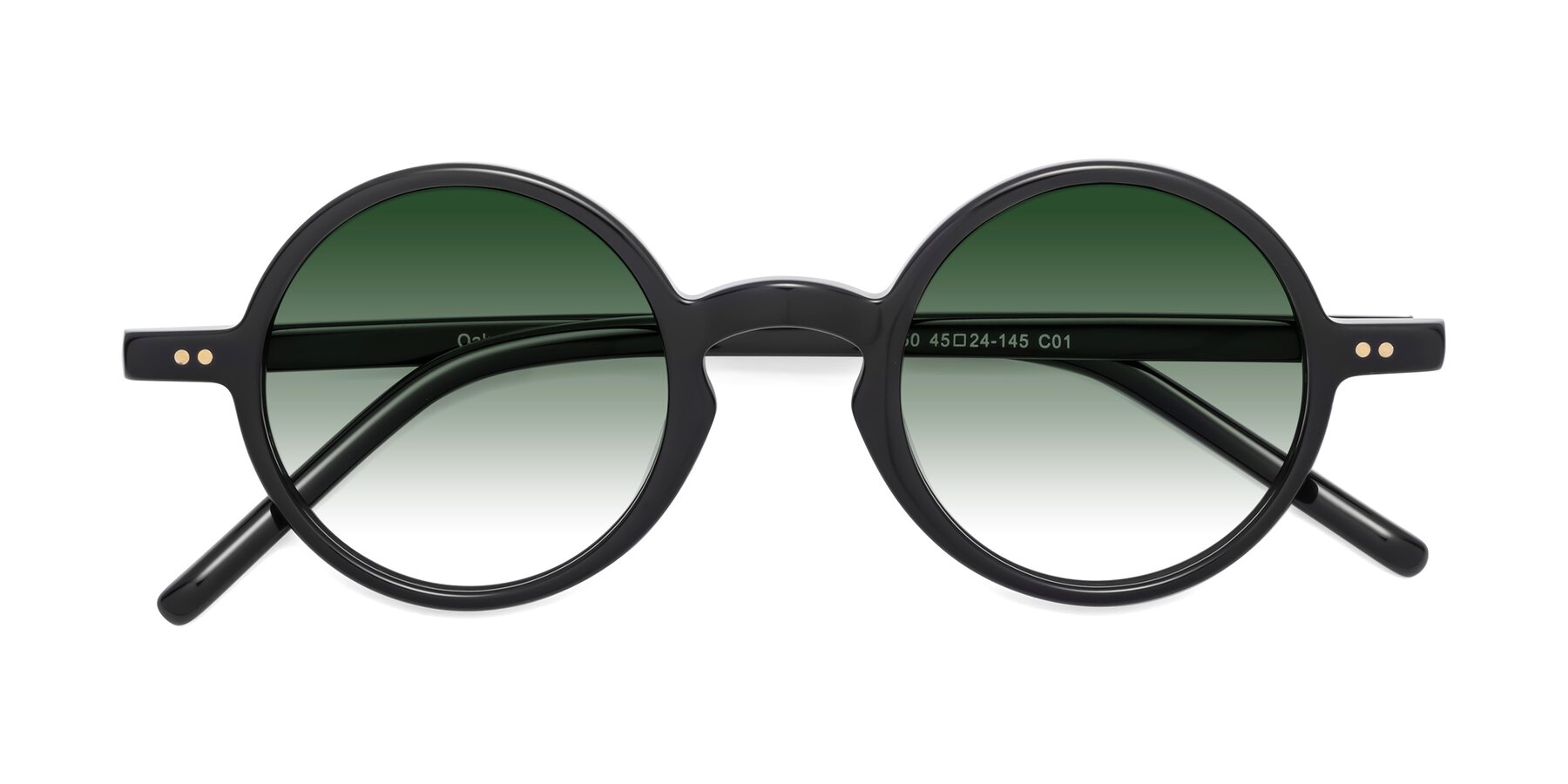 Folded Front of Oakes in Black with Green Gradient Lenses