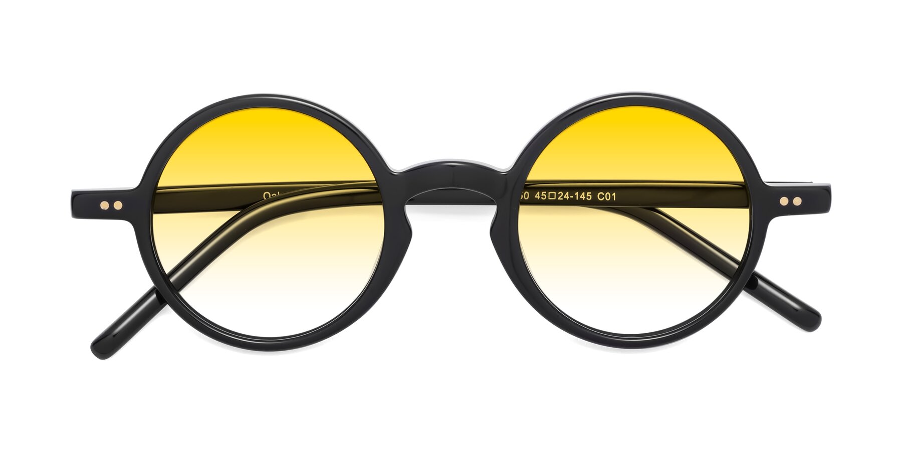 Folded Front of Oakes in Black with Yellow Gradient Lenses