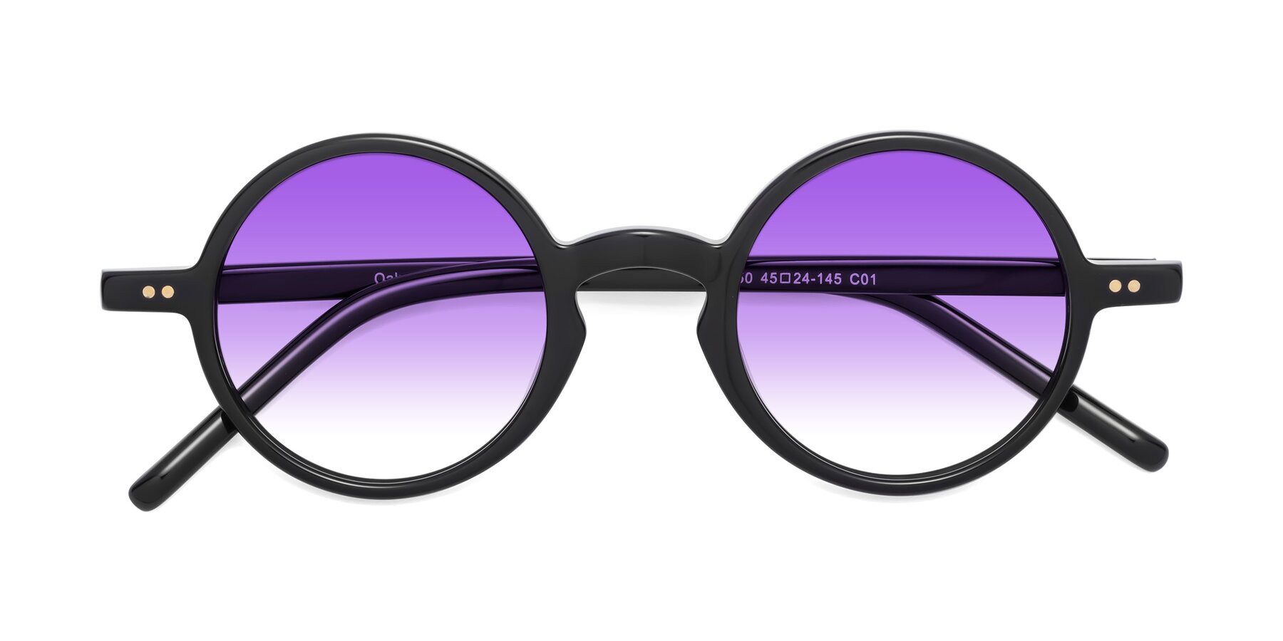 Folded Front of Oakes in Black with Purple Gradient Lenses