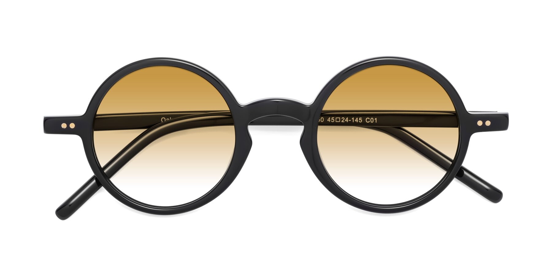 Folded Front of Oakes in Black with Champagne Gradient Lenses