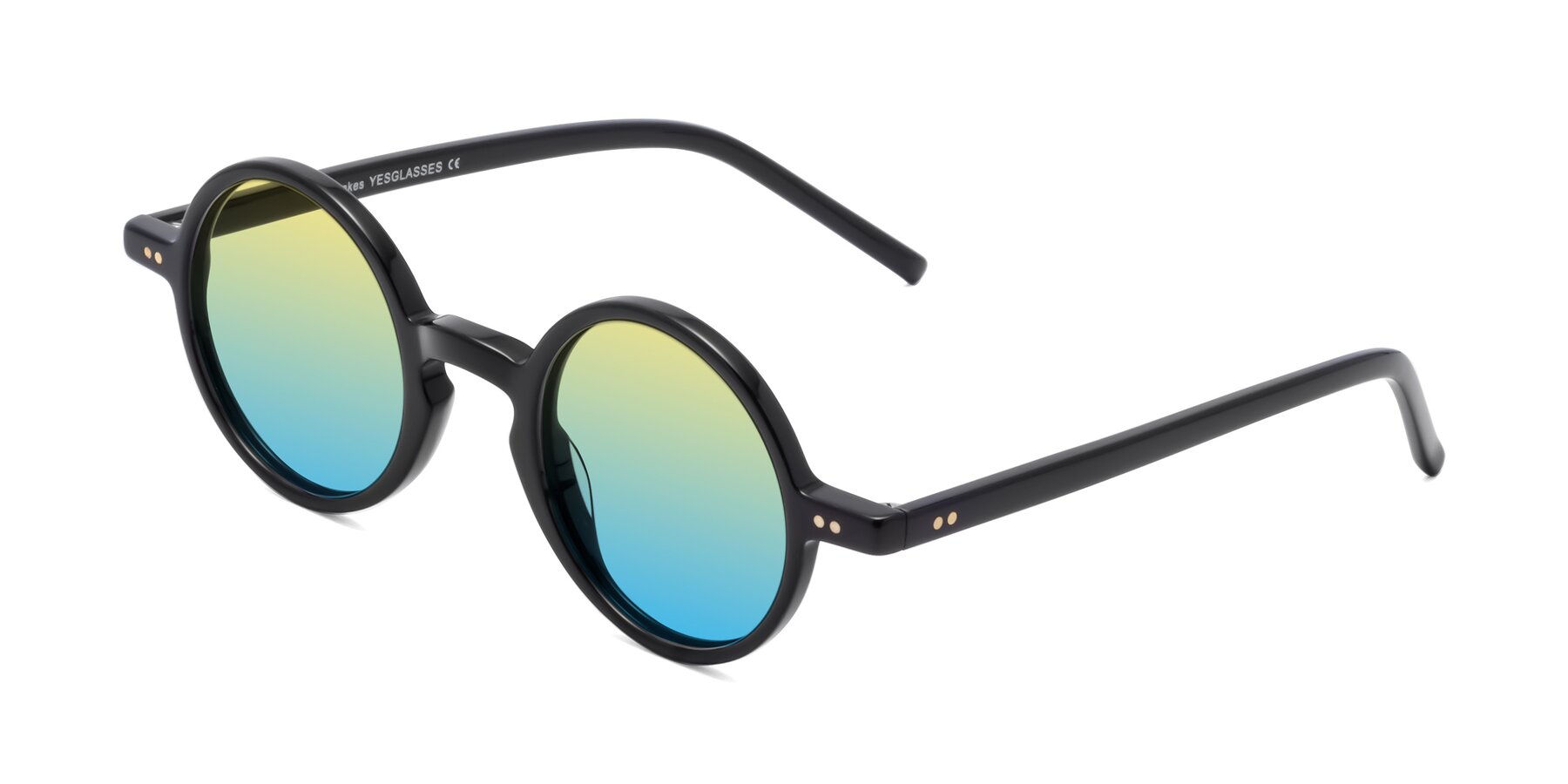 Angle of Oakes in Black with Yellow / Blue Gradient Lenses