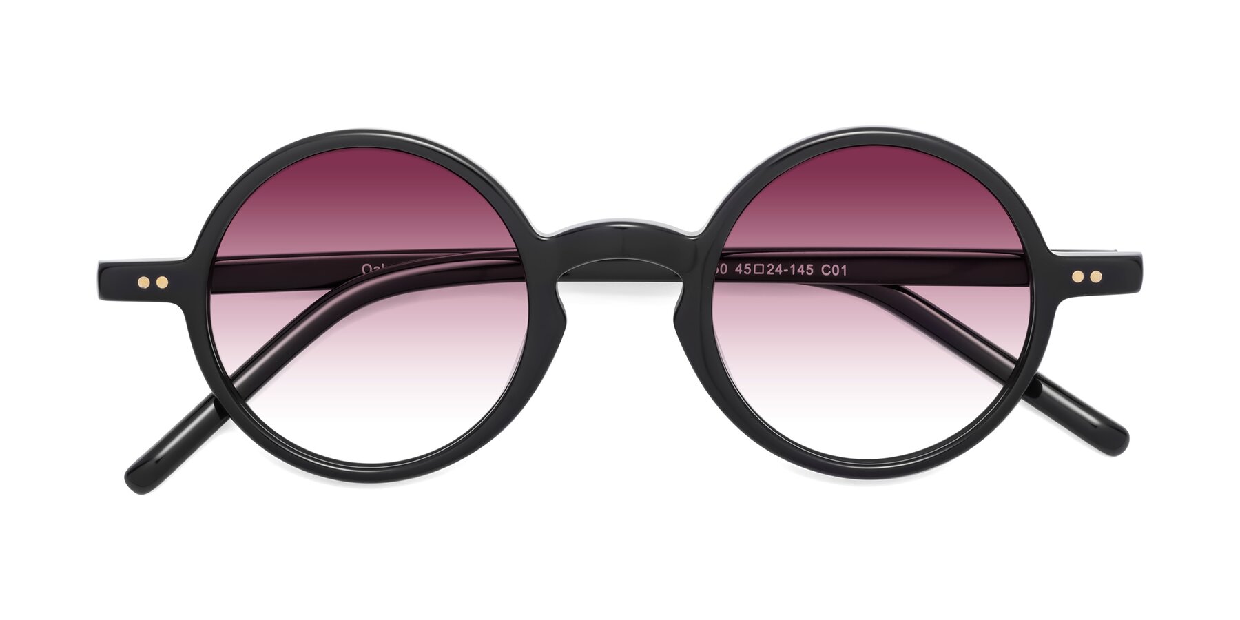 Folded Front of Oakes in Black with Wine Gradient Lenses