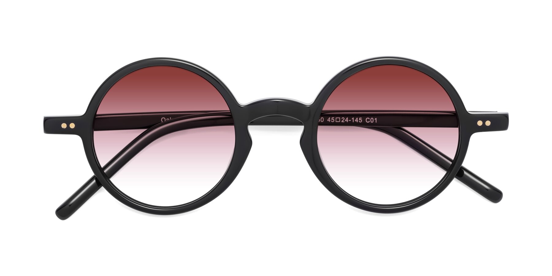 Folded Front of Oakes in Black with Garnet Gradient Lenses