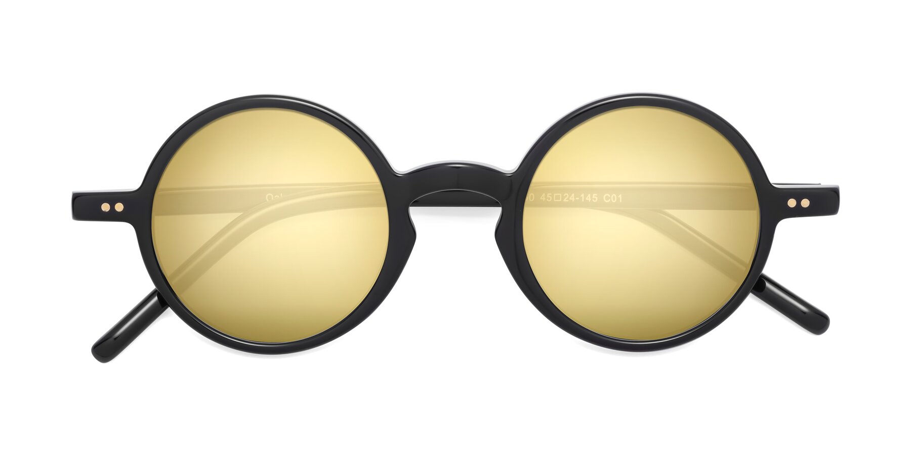 Folded Front of Oakes in Black with Gold Mirrored Lenses