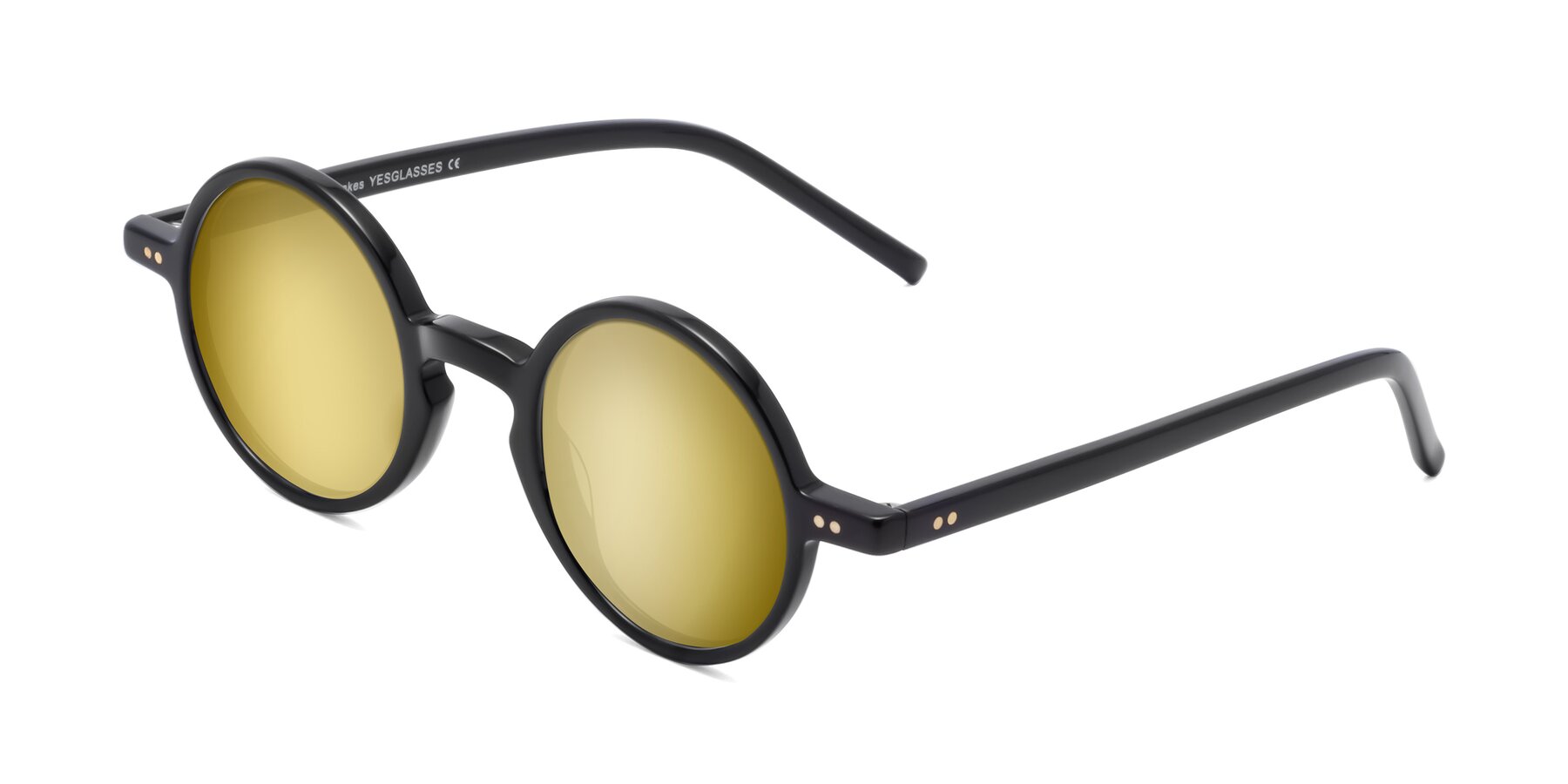 Angle of Oakes in Black with Gold Mirrored Lenses